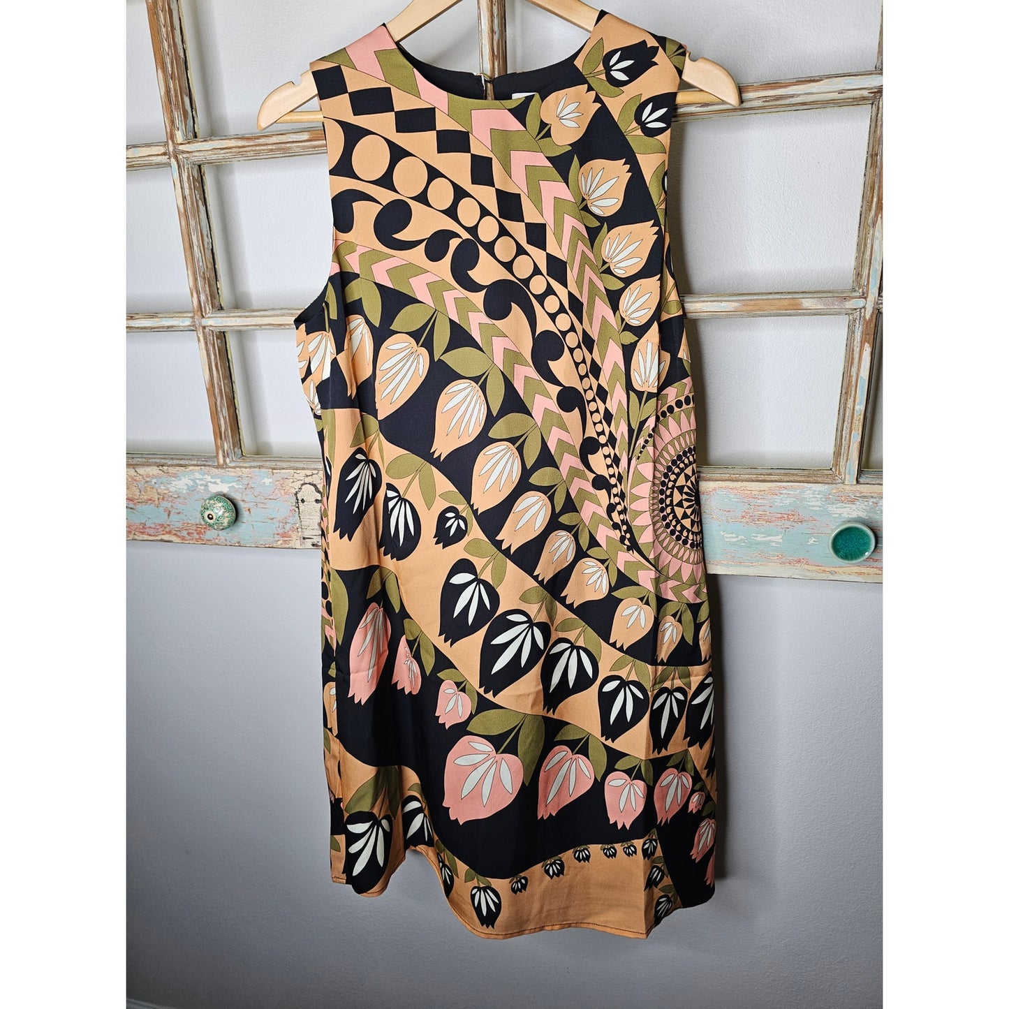 NWT Flora Bea Sleeveless Dress with A-line Bodice in 100% Silk Ladies Size Large