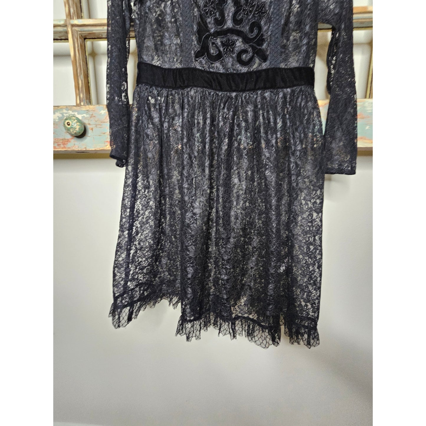 NWOT Nanette Lepore Black Lace Sheer Dress Ladies Size 8