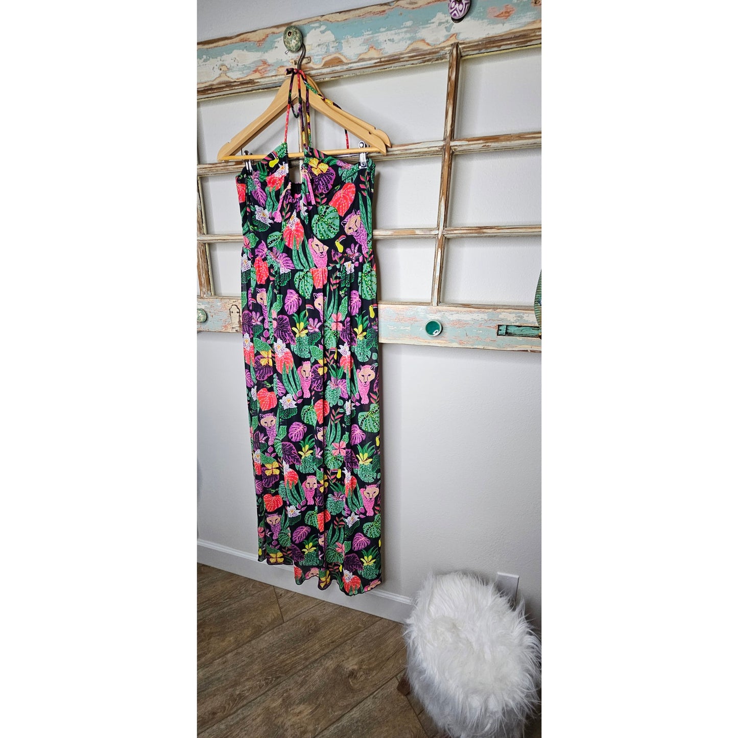 NWT Betsey Johnson Paulina Leopard Halter Maxi Dress XL