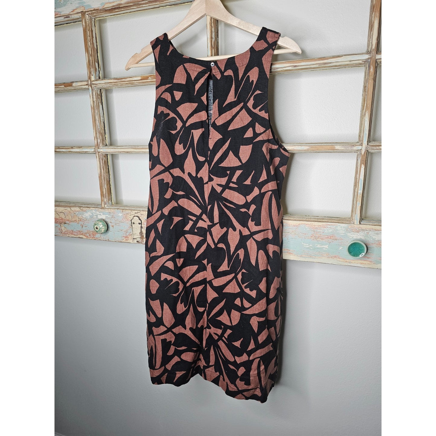 NWT Black/Brown Floral Linen Blend Dress Ladies Size Medium