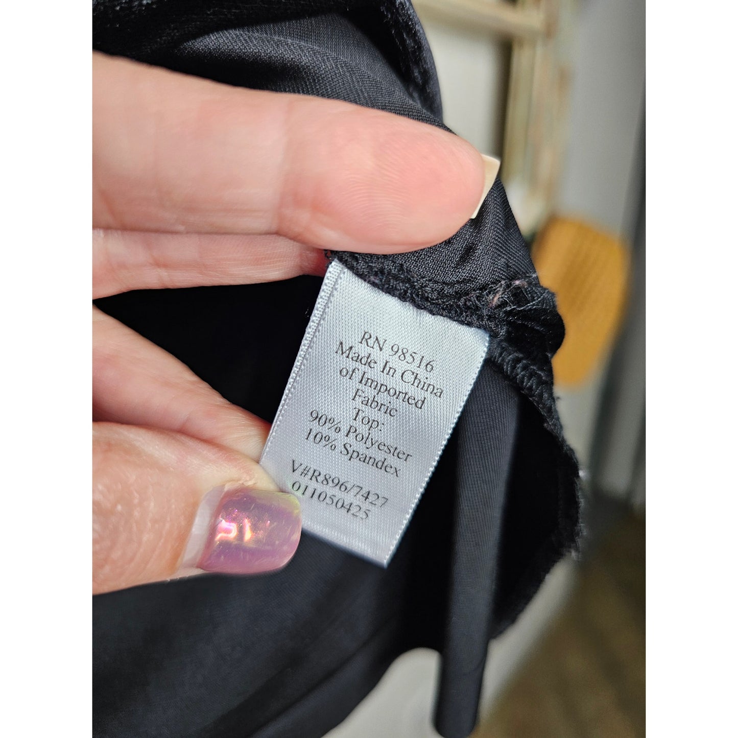 NWOT Coldwater Creek Black Velour V-Neckline Bell Sleeves Gold accents size 12