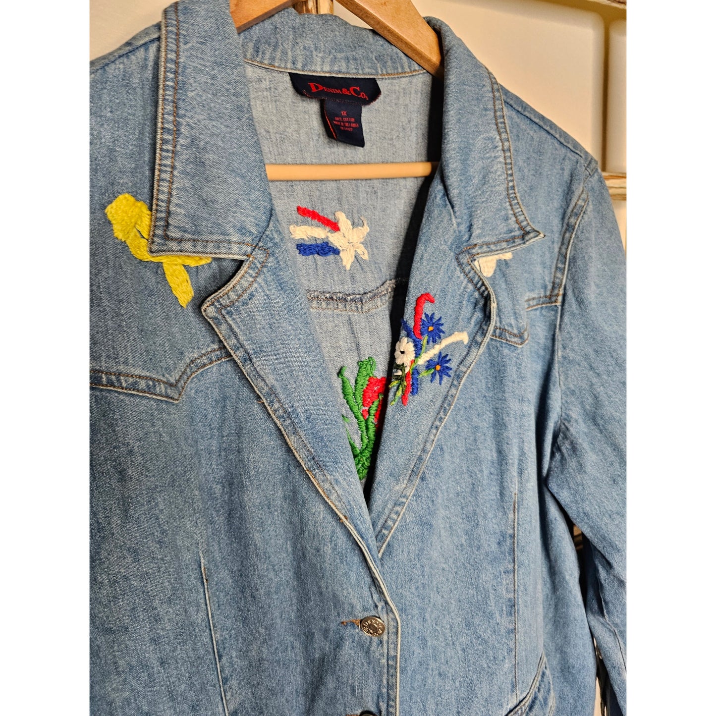 Vintage Denim & Co. Embroidered Blazer W/ Yellow Ribbon/ Solder Military Size 1x