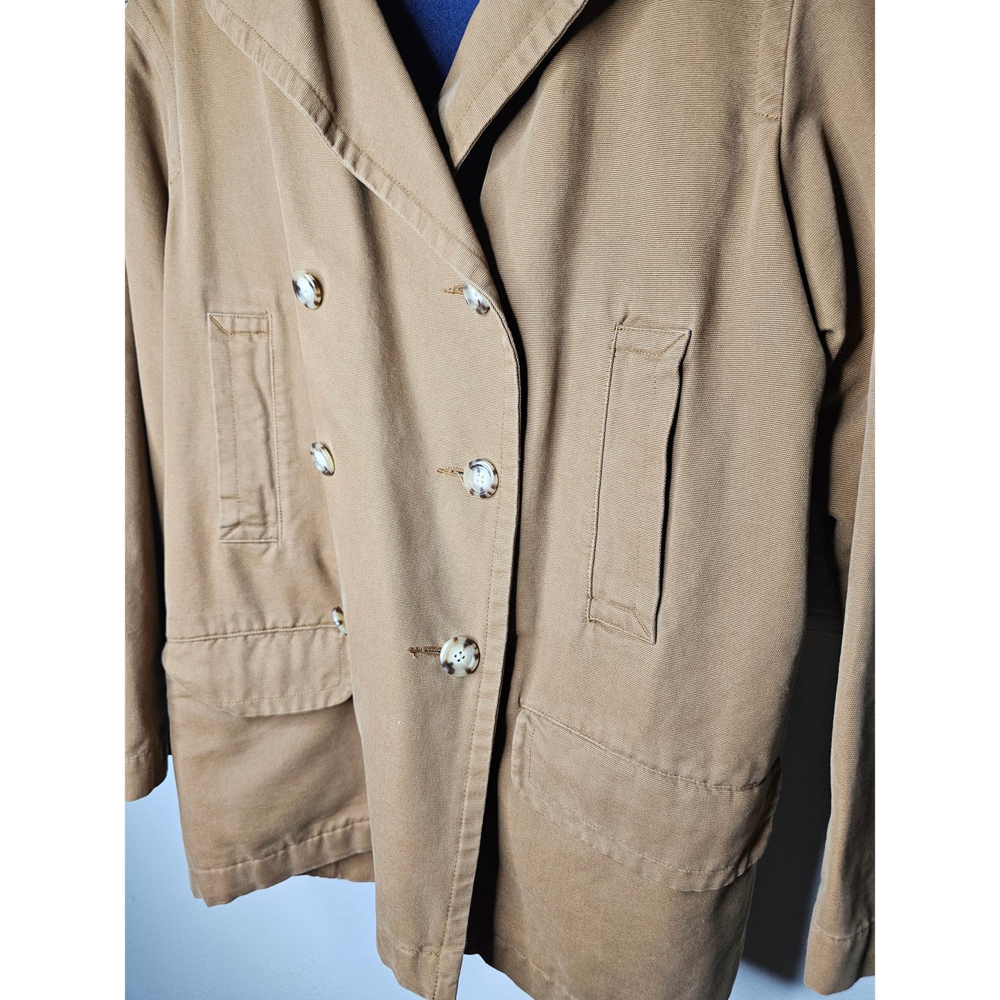 Vintage Eddie Bauer Ladies Khaki Peacoat with Wool removable Lining size Large