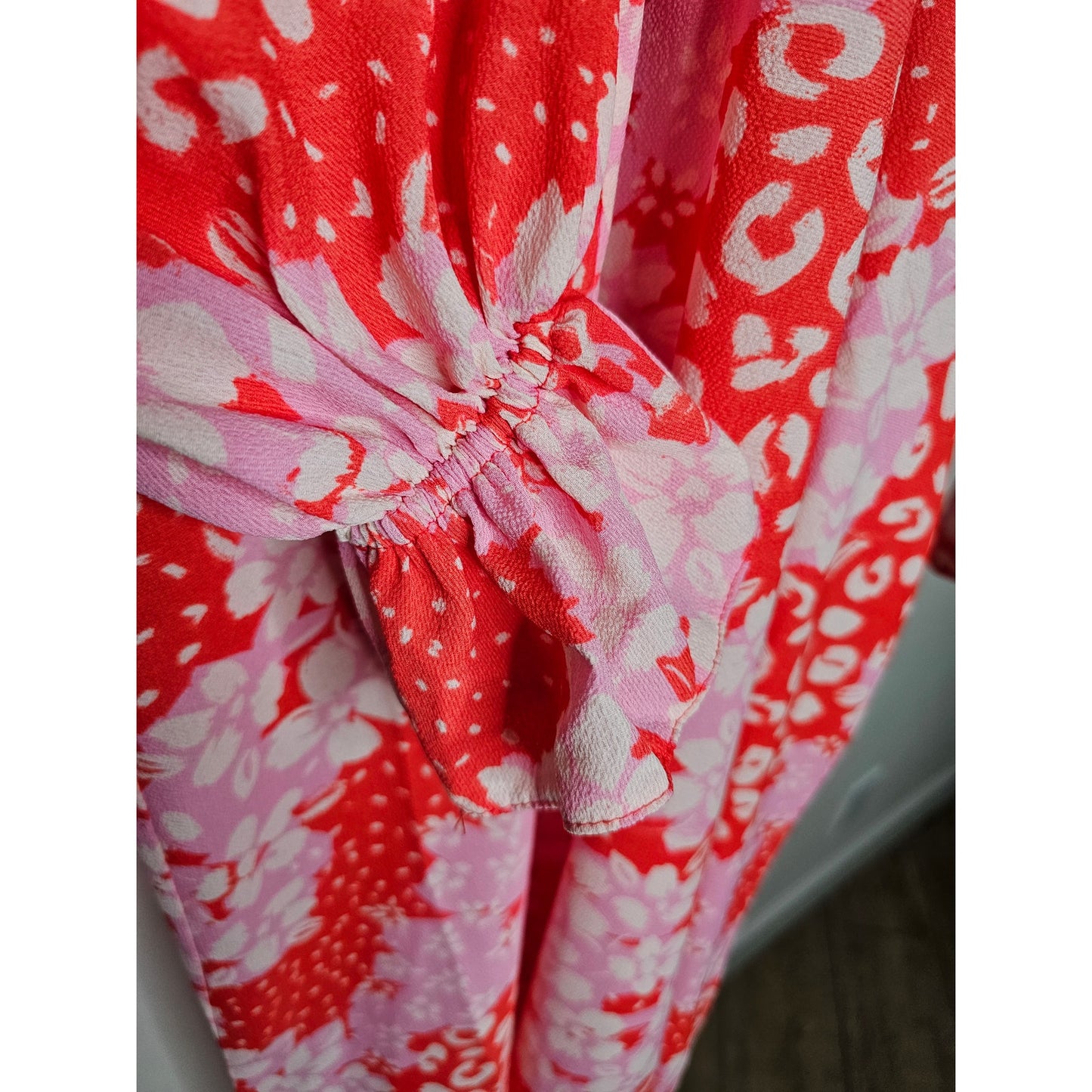 NWT ASOS Plunge Batwing Maxi Dress Pink Splice Print Ladies size 4