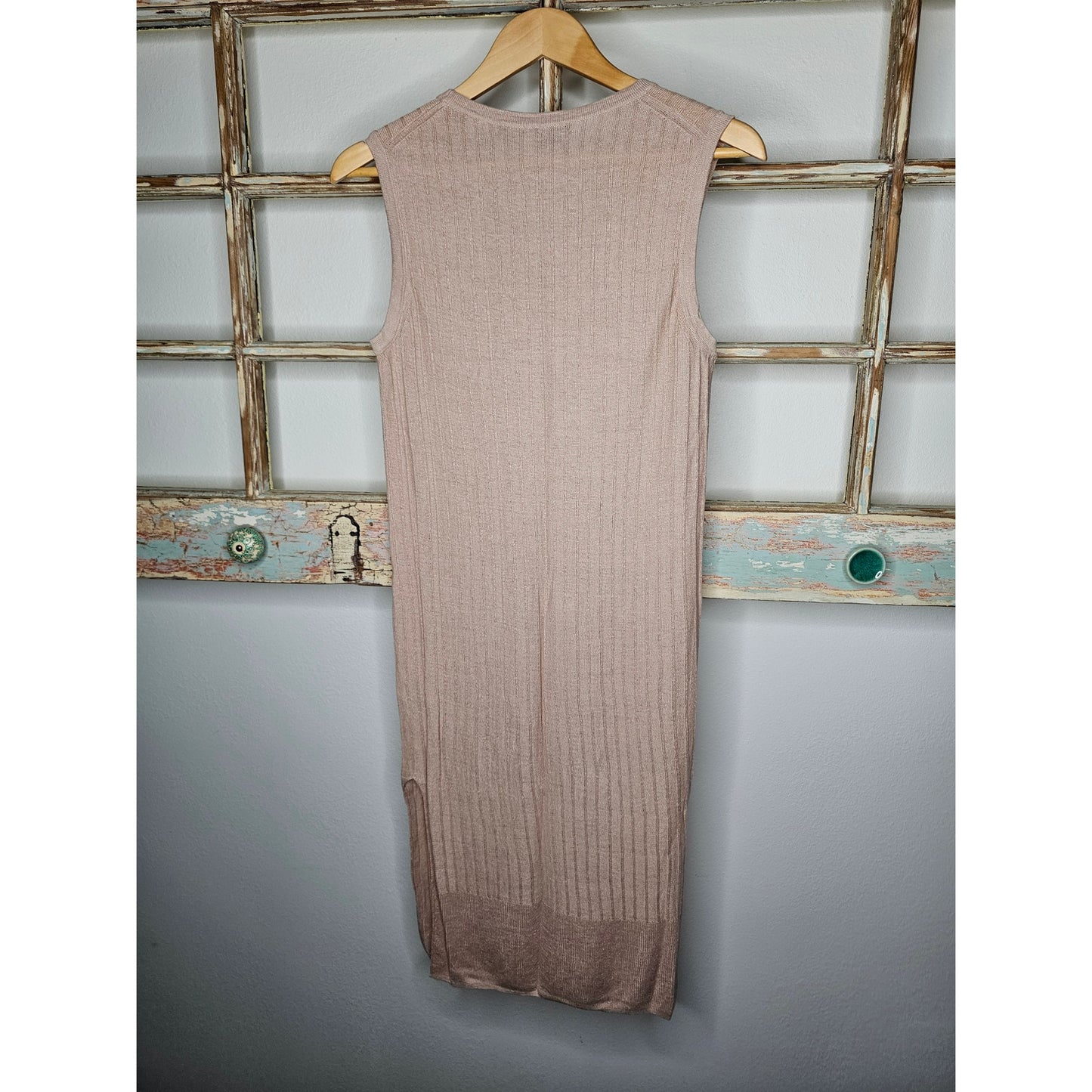 Linen 360 Linen Italian Yarn Midi Column Dress with Side Slits Size XS