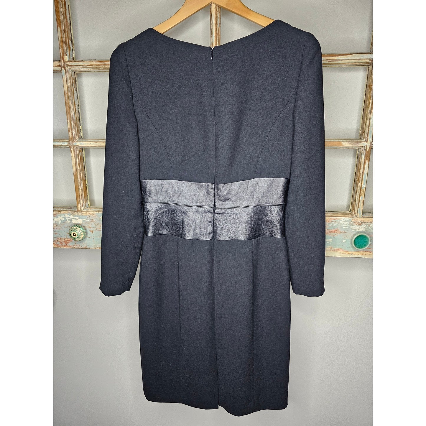 Vintage Shani Black Dress with Leather Midsection Ladies size 4