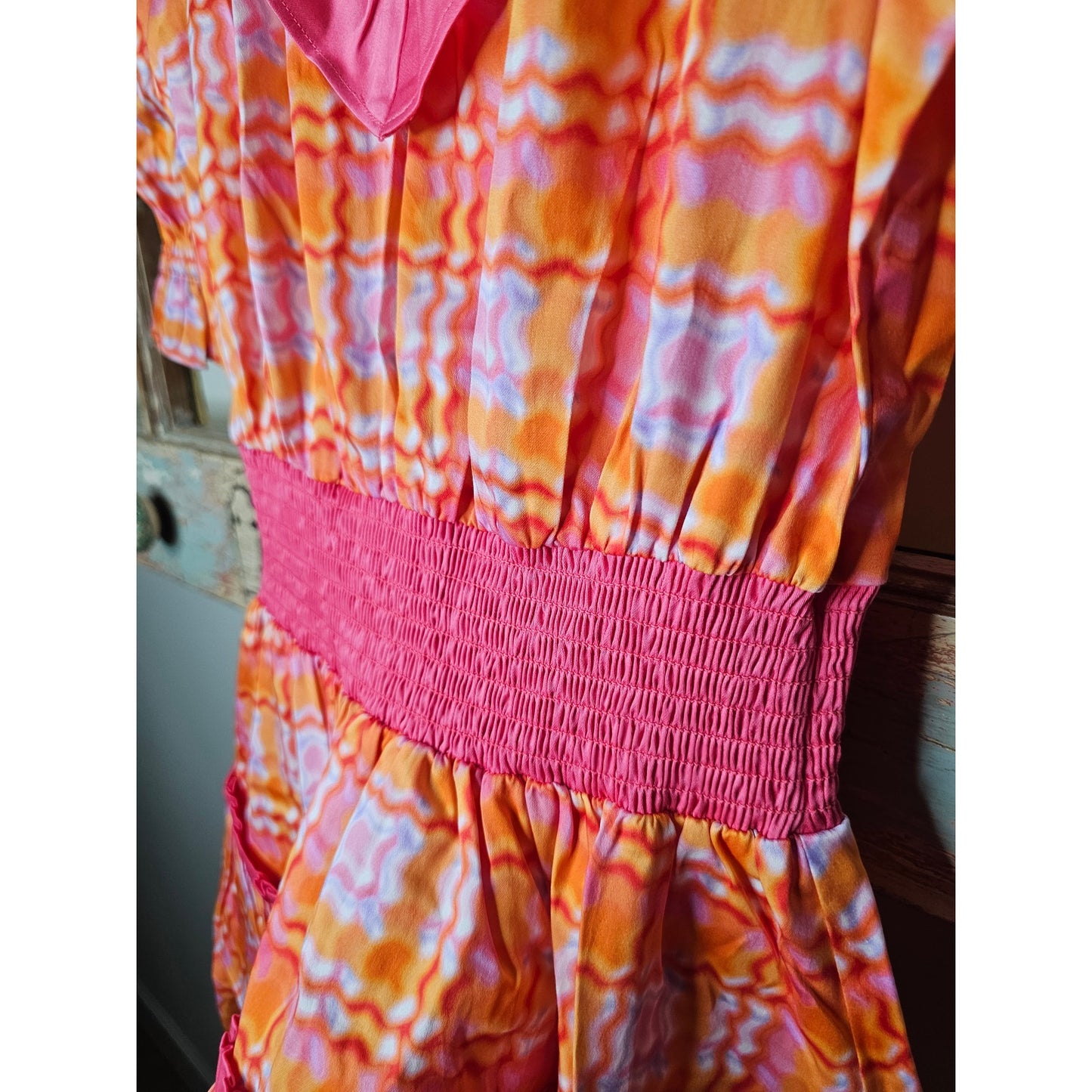 NWT Alden Adair Kelsey Cotton Dress in Retro Plaid Pink/ Orange Ladies size Small