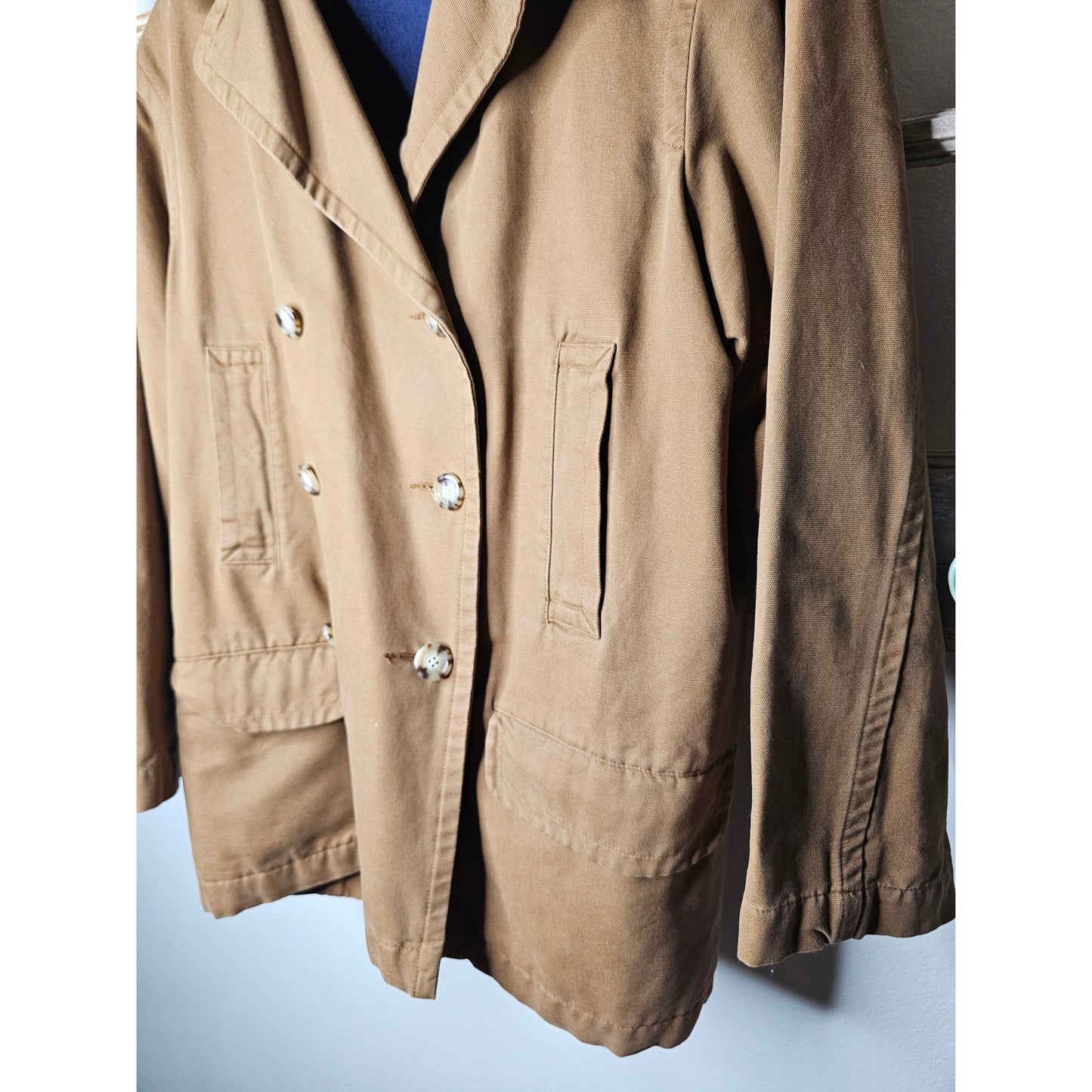 Vintage Eddie Bauer Ladies Khaki Peacoat with Wool removable Lining size Large