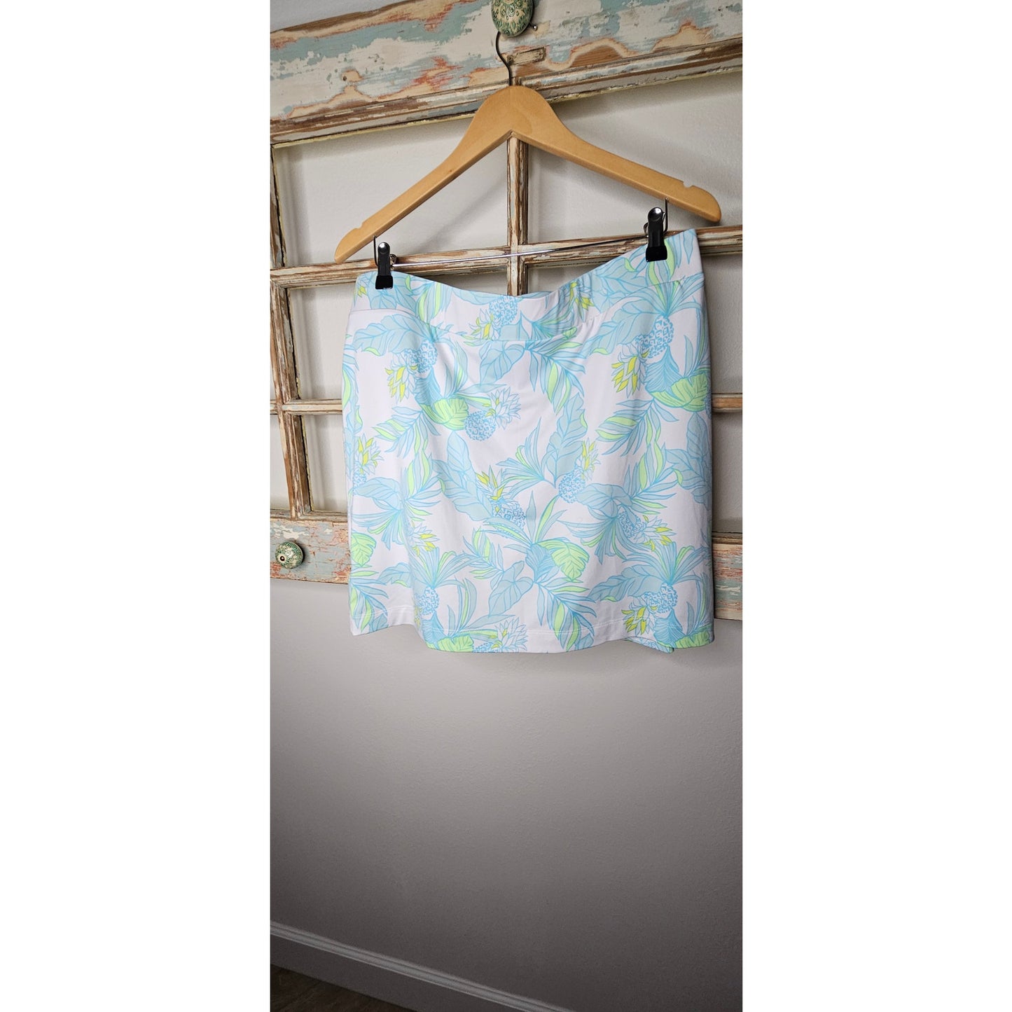Stella Parker White/blue/lime Pineapple Print Skort size XL