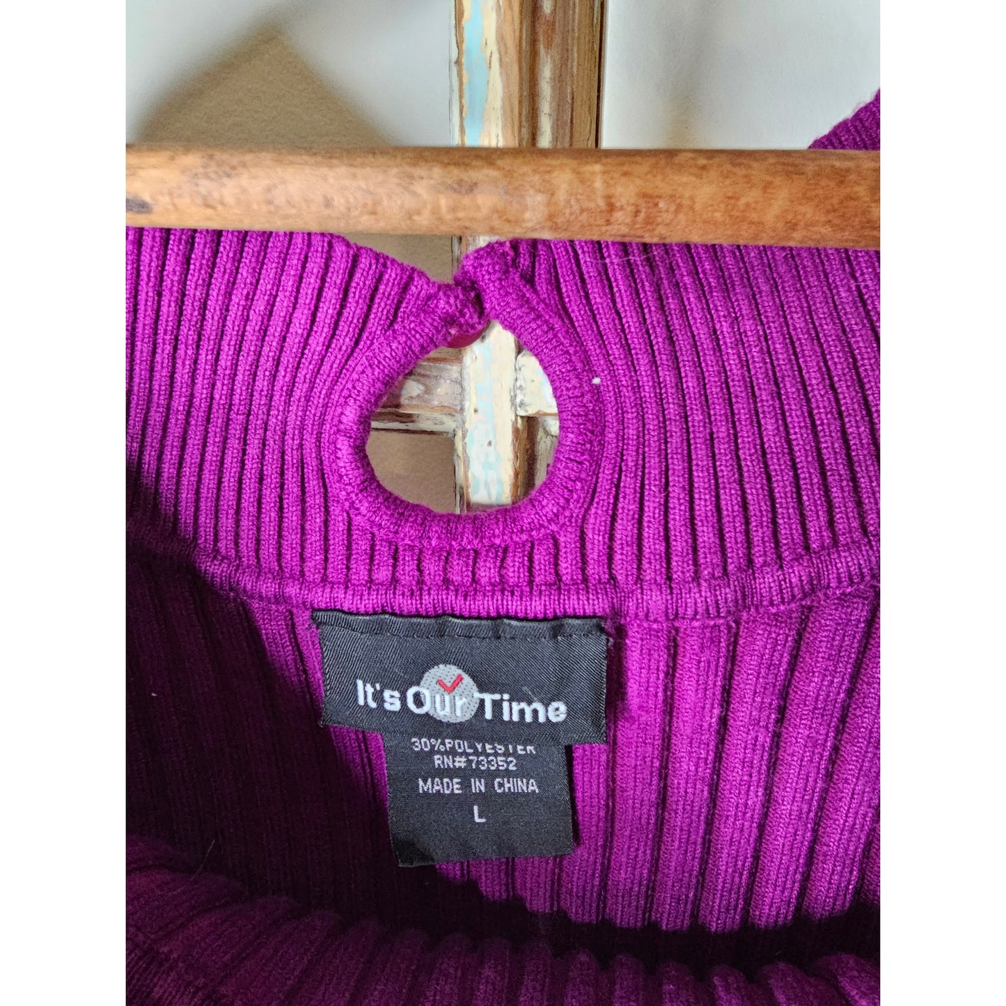 Y2K Stretchy Ribbed Boatneck Magenta Top Ladies size large