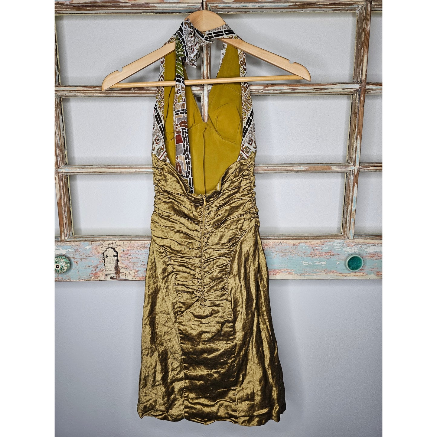 Nicole Miller Collection 100% Silk Ruched Mini with Halter top size 2