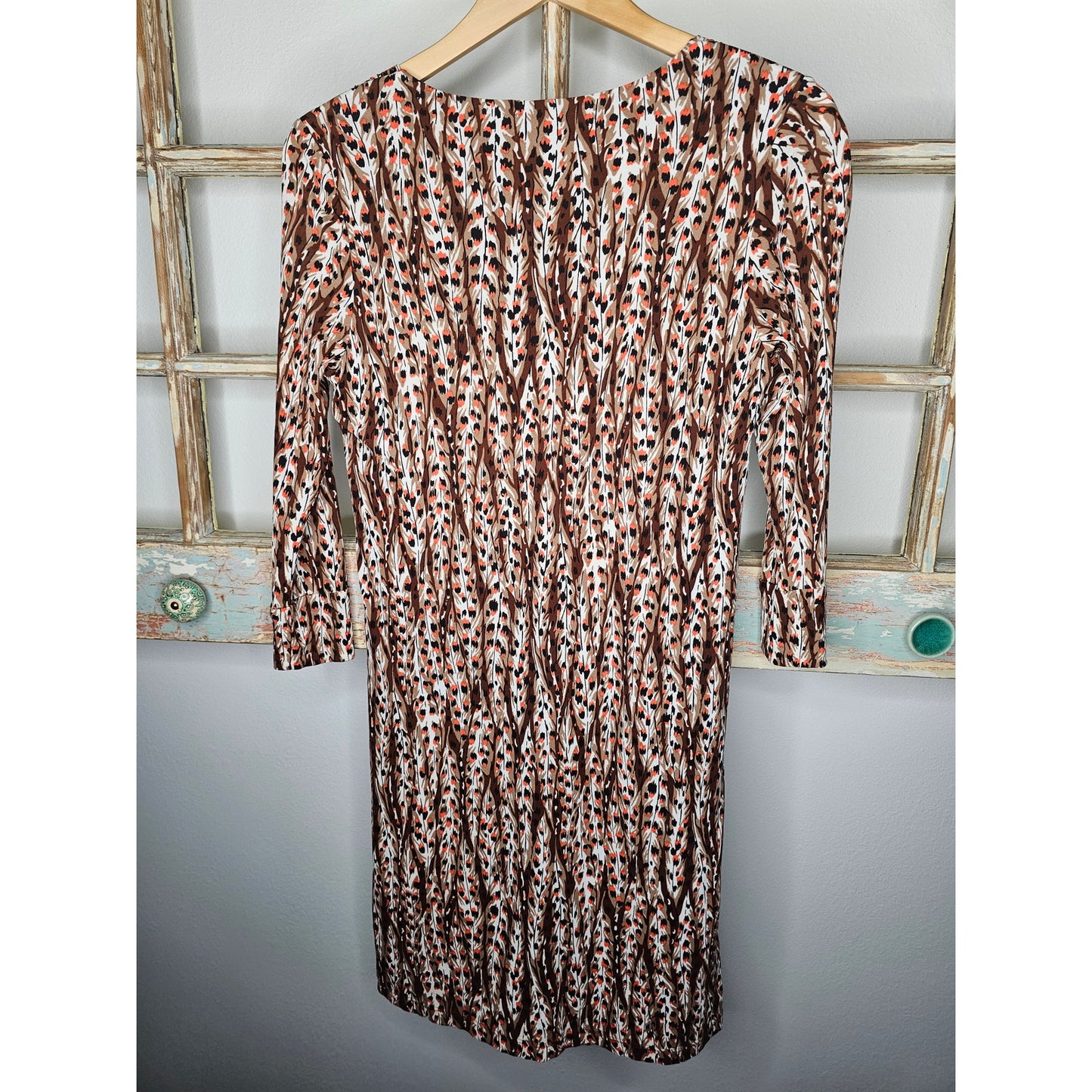 Vintage Milly Lined Mini Dress In a Brown Retro Print Size Medium