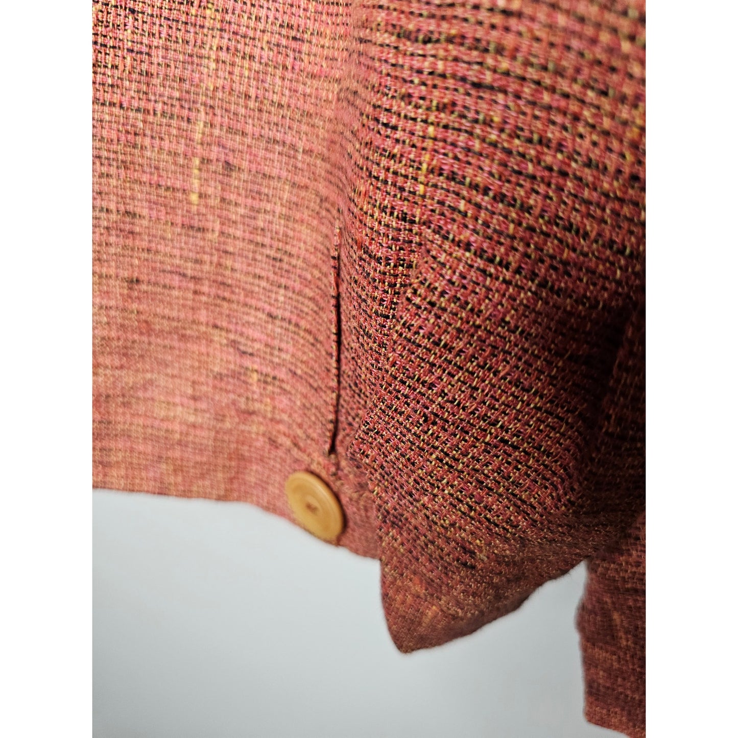 Flax Linen Zip Up Collared Jacket with Front pockets in Coral Tweed Size Small