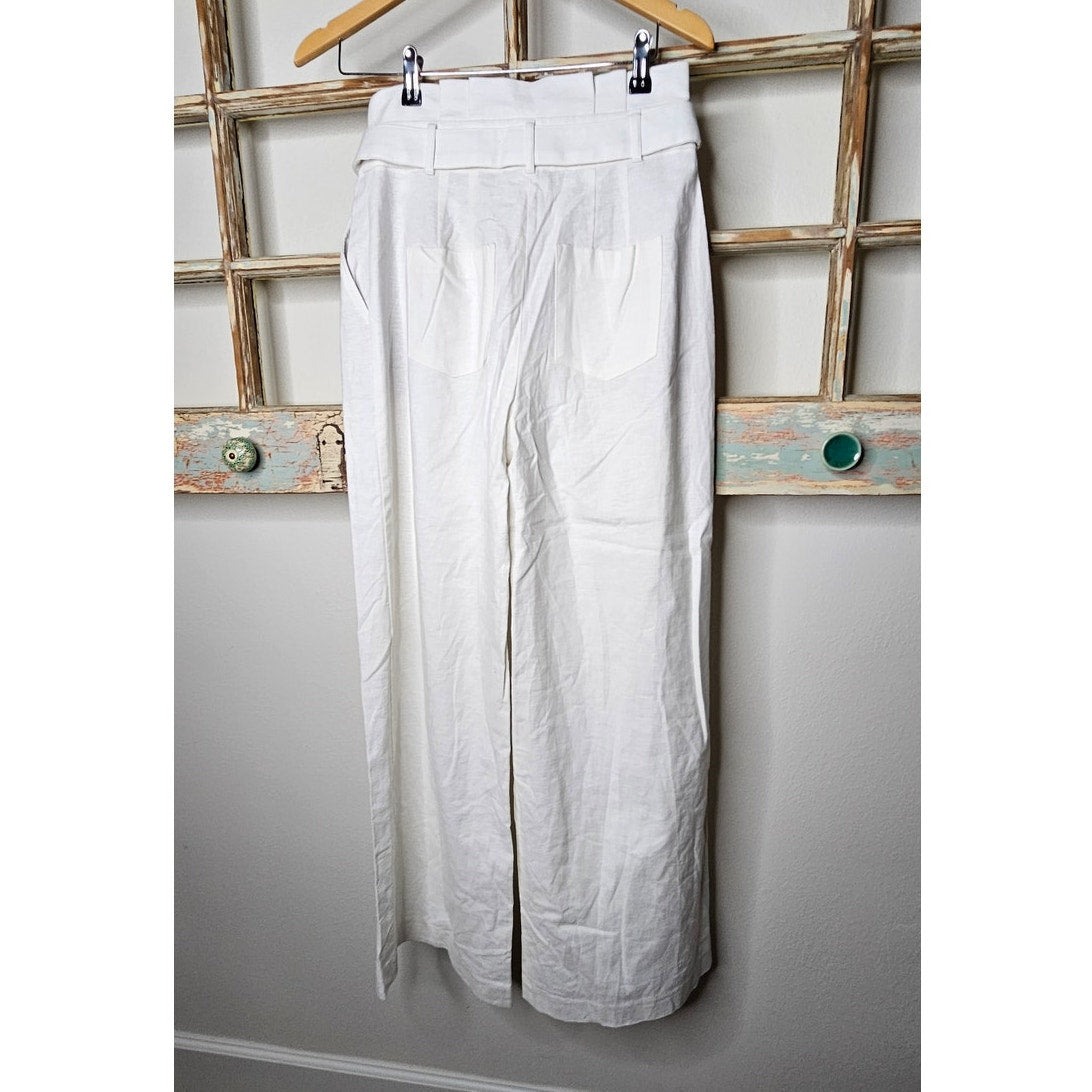 NWT Express White Linen Blend Wide Leg Dress Pants Ladies size 4R