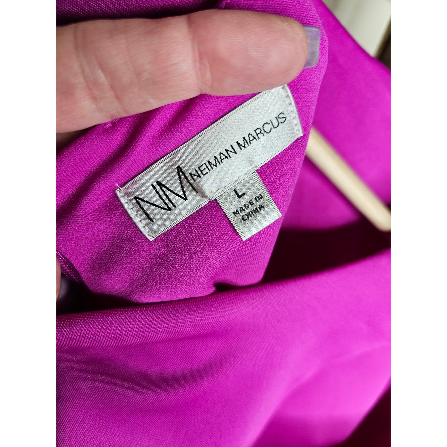 NWT Neiman Marcus Magenta Bateau Neckline Mini Dress Size Large