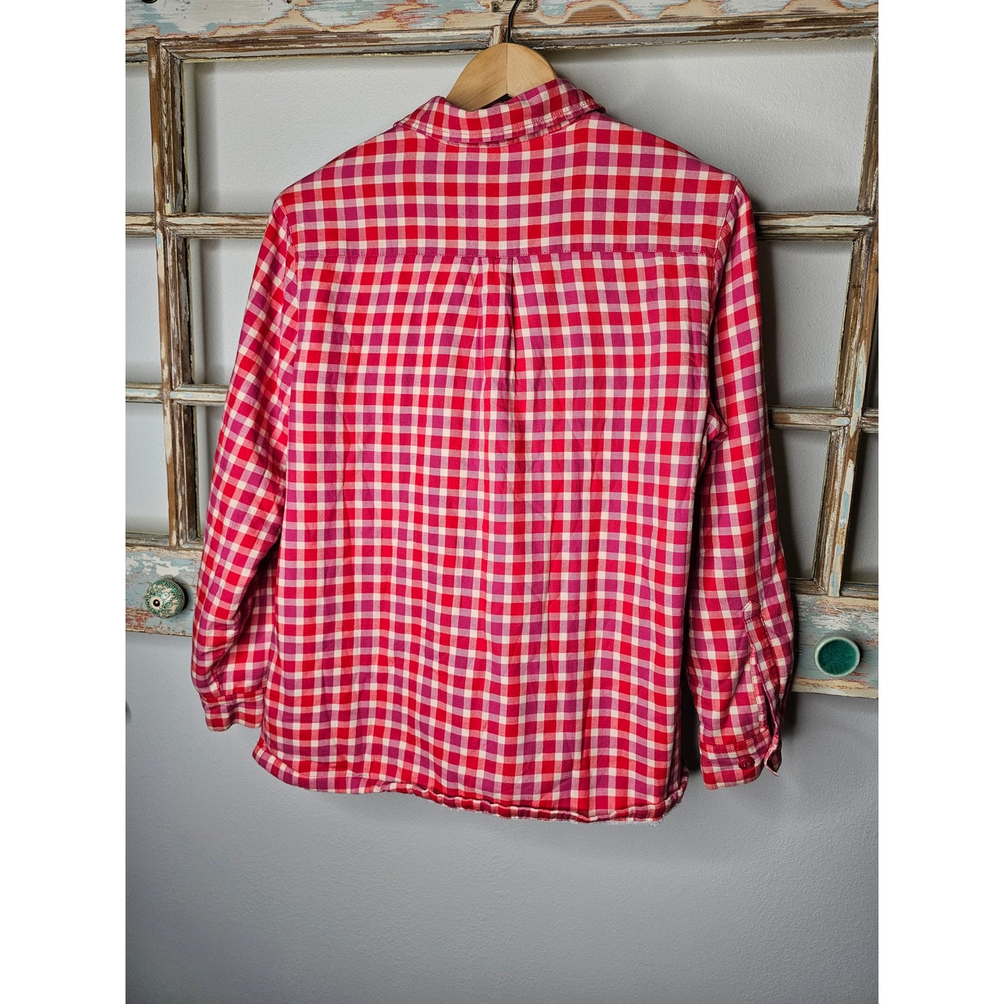 L .L. Bean Sherpa Womens Fleece Vibrant Plaid Lined Button Up Size Small