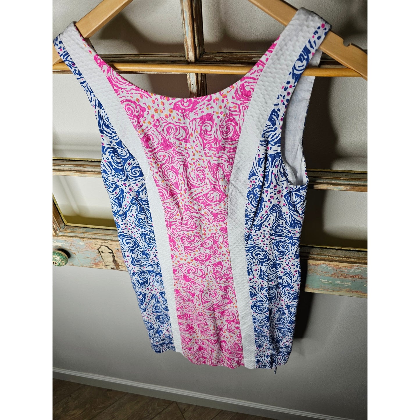 Lilly Pulitzer Starfish Pink, Blue & White Shift Dress Ladies Size 2