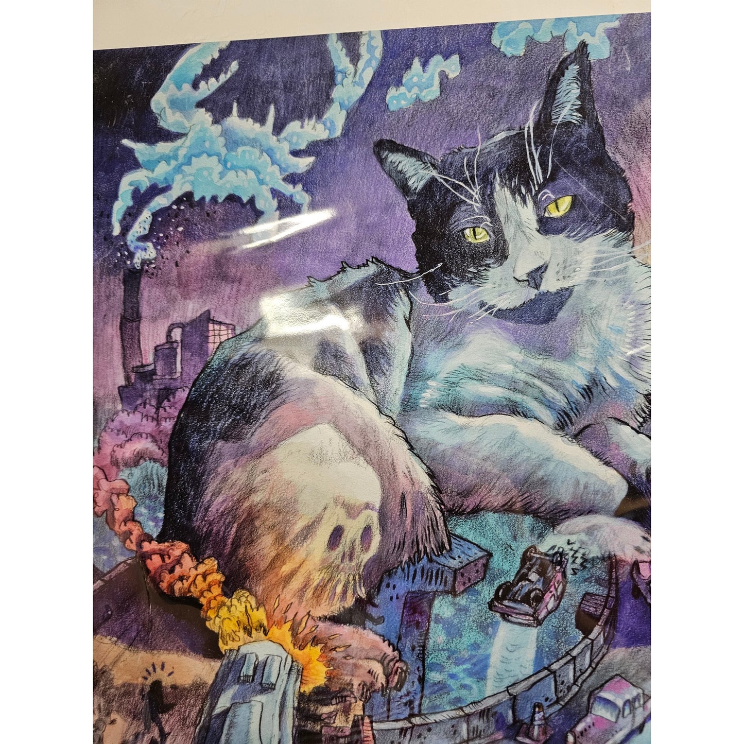 Spencer Beals 16 X 20 Cats on I-95 Baltimore Print in Plastic