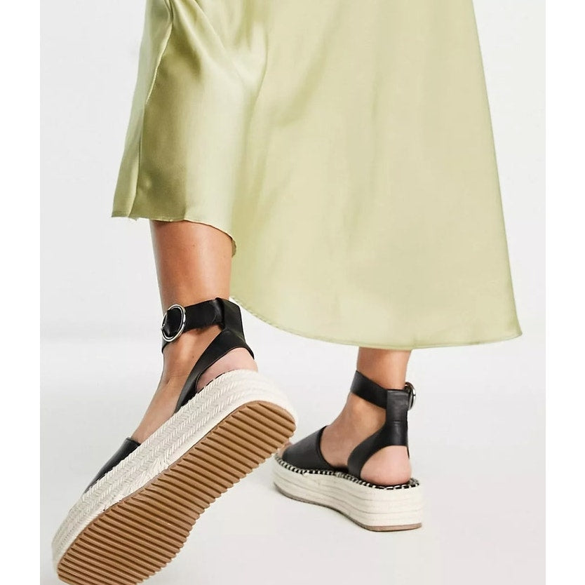 NWT Asos Design Joyful Flatform Espadrilles in black ladies size 7