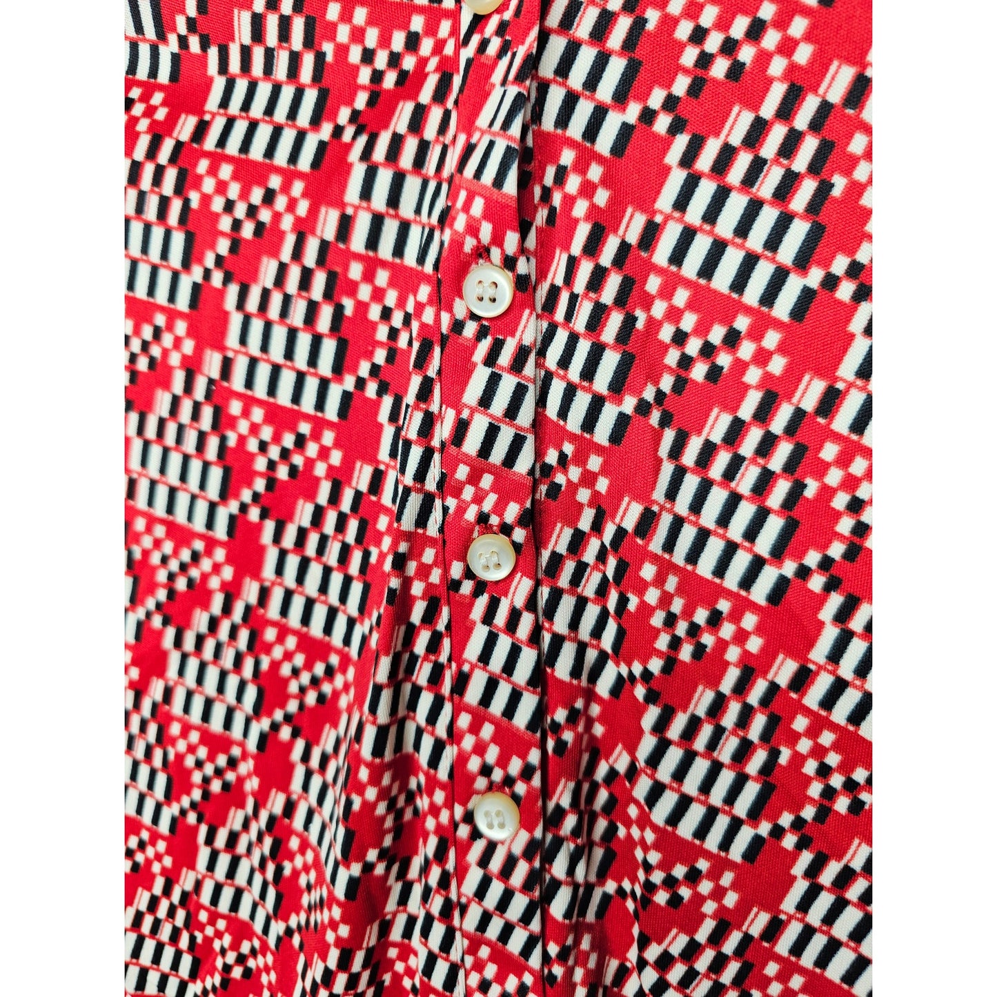 Retro Style Button Up Ladies Shirt with abstract print size 4