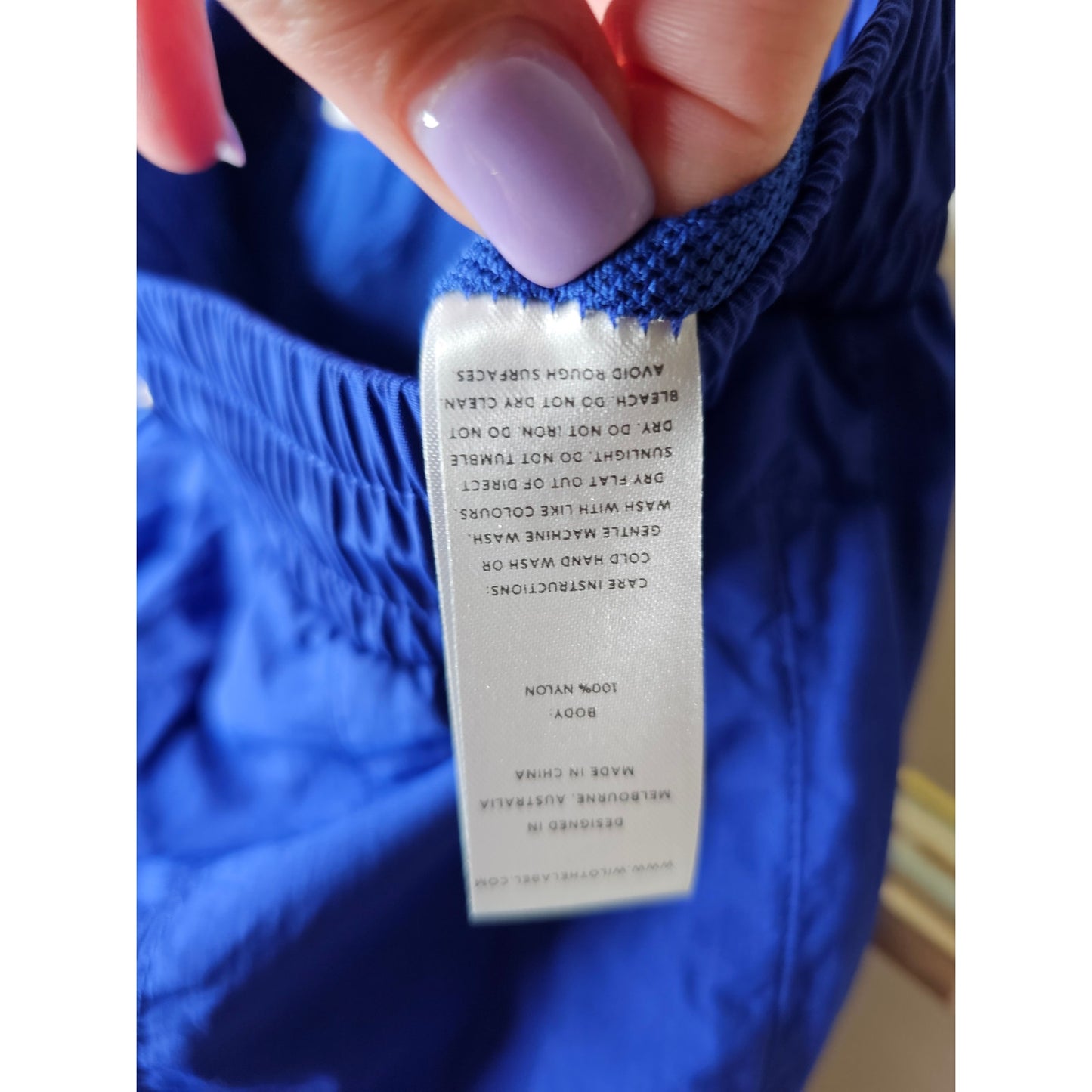 Wilo Cobalt Blue Nylon Track Pants elastic bottoms & waist W/ cinch Size Small