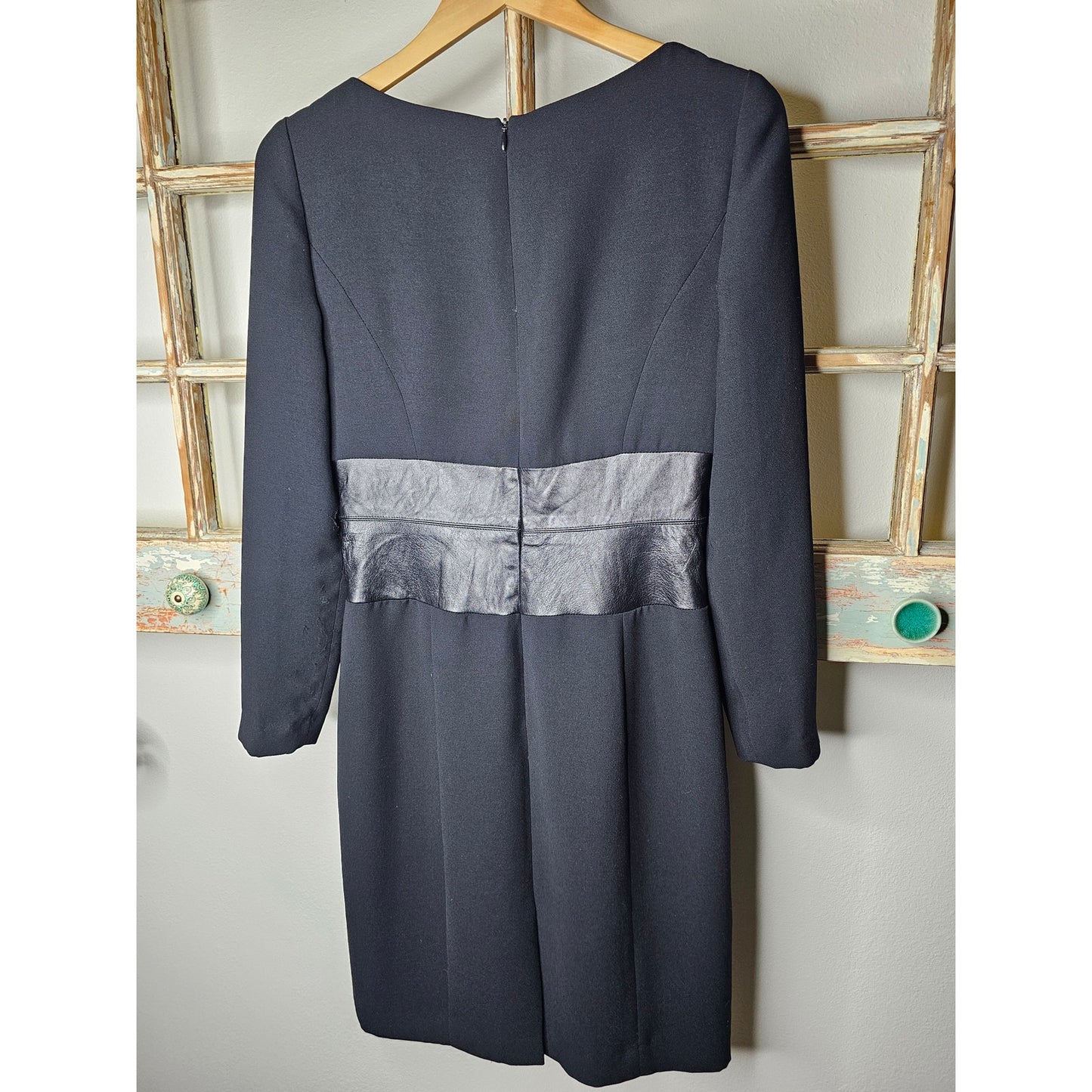 Vintage Shani Black Dress with Leather Midsection Ladies size 4