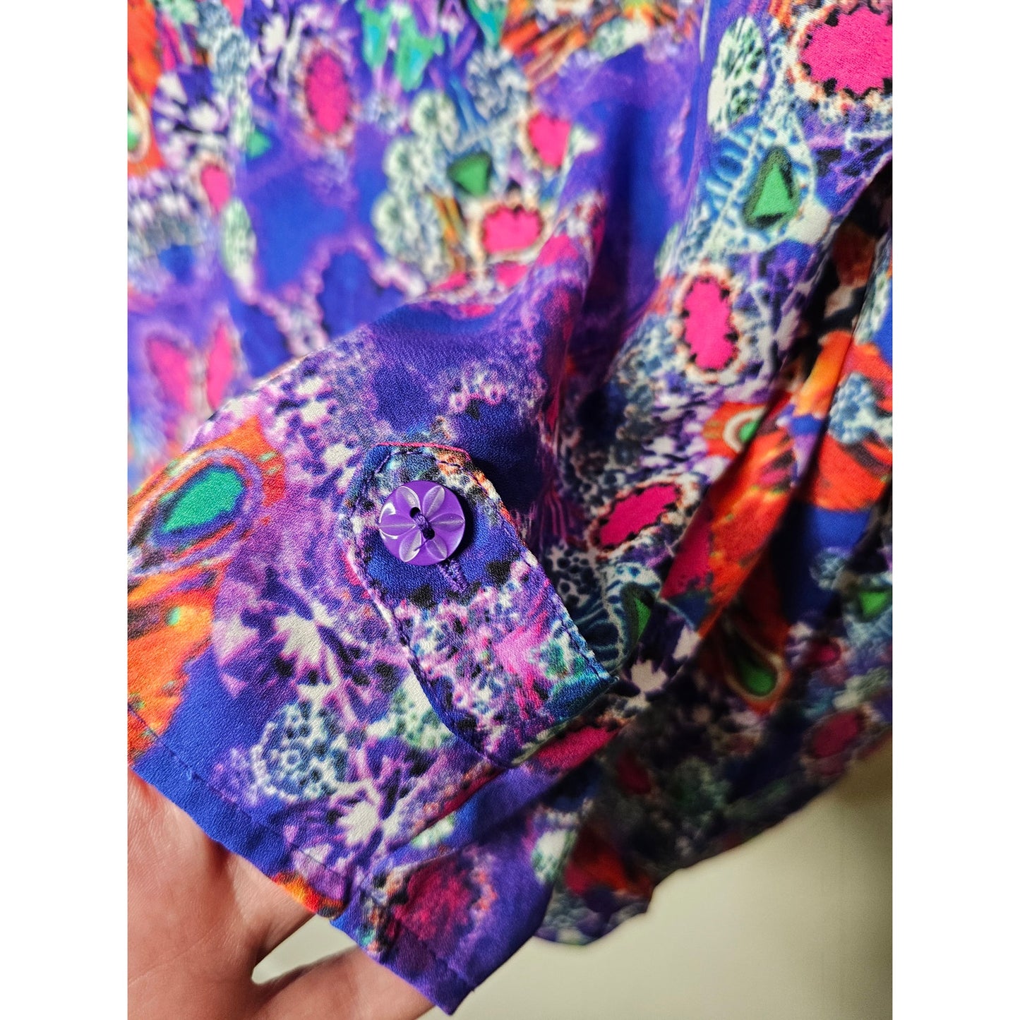 L'Amour Nanette Lepore Vibrant Abstract Button Up Blouse Size XL