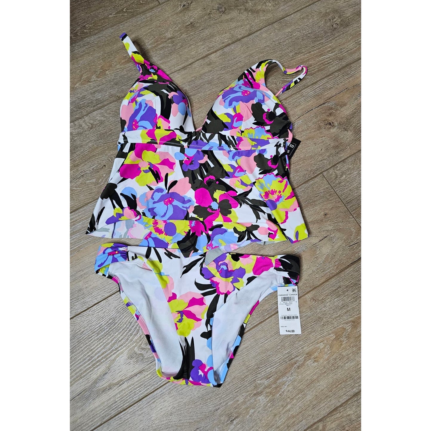 NWT Bar III Paradise Garden top & bikini bottom Swimsuit size Medium