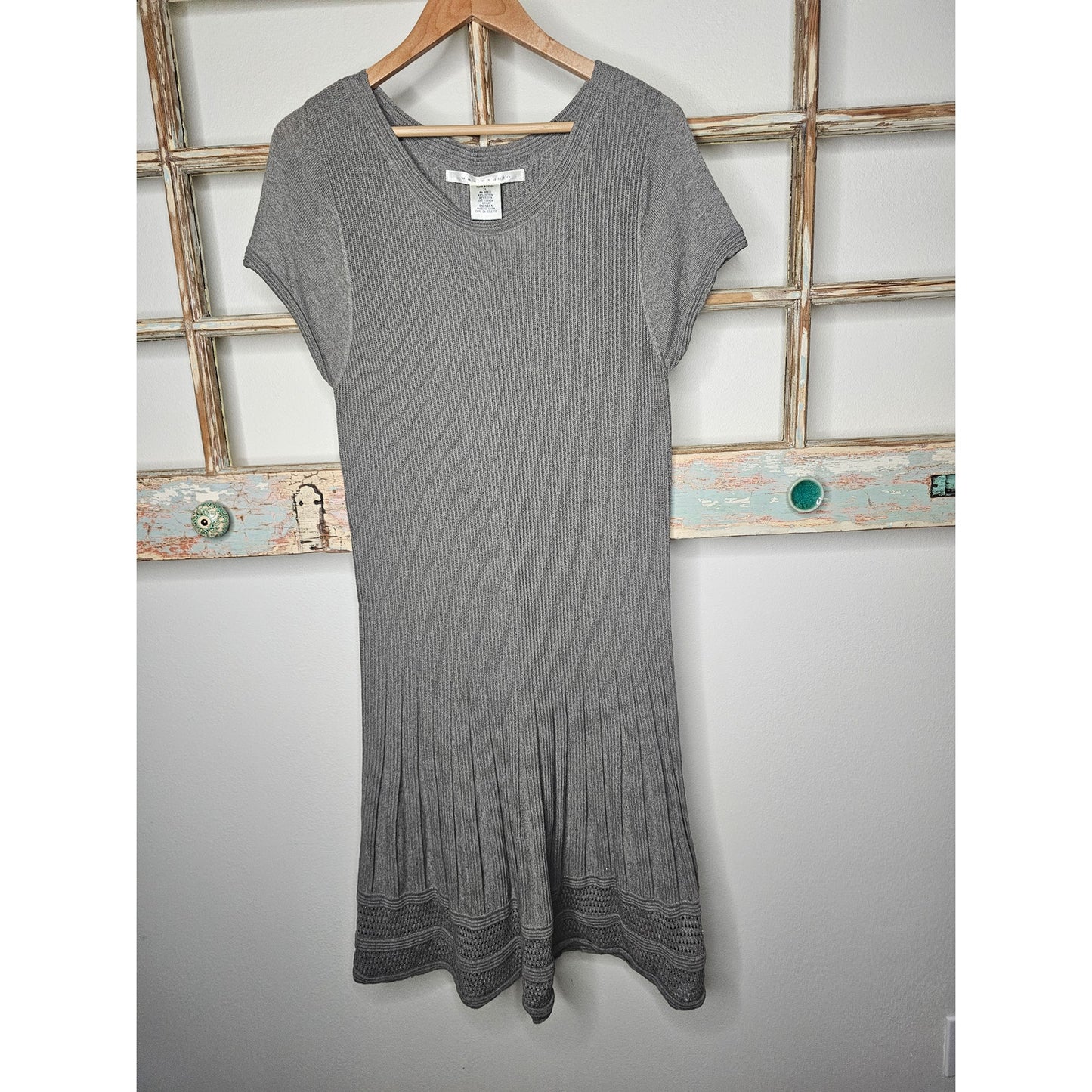 Max Studio Gray Knit Short Sleeve Knee Length Ladies Size XL