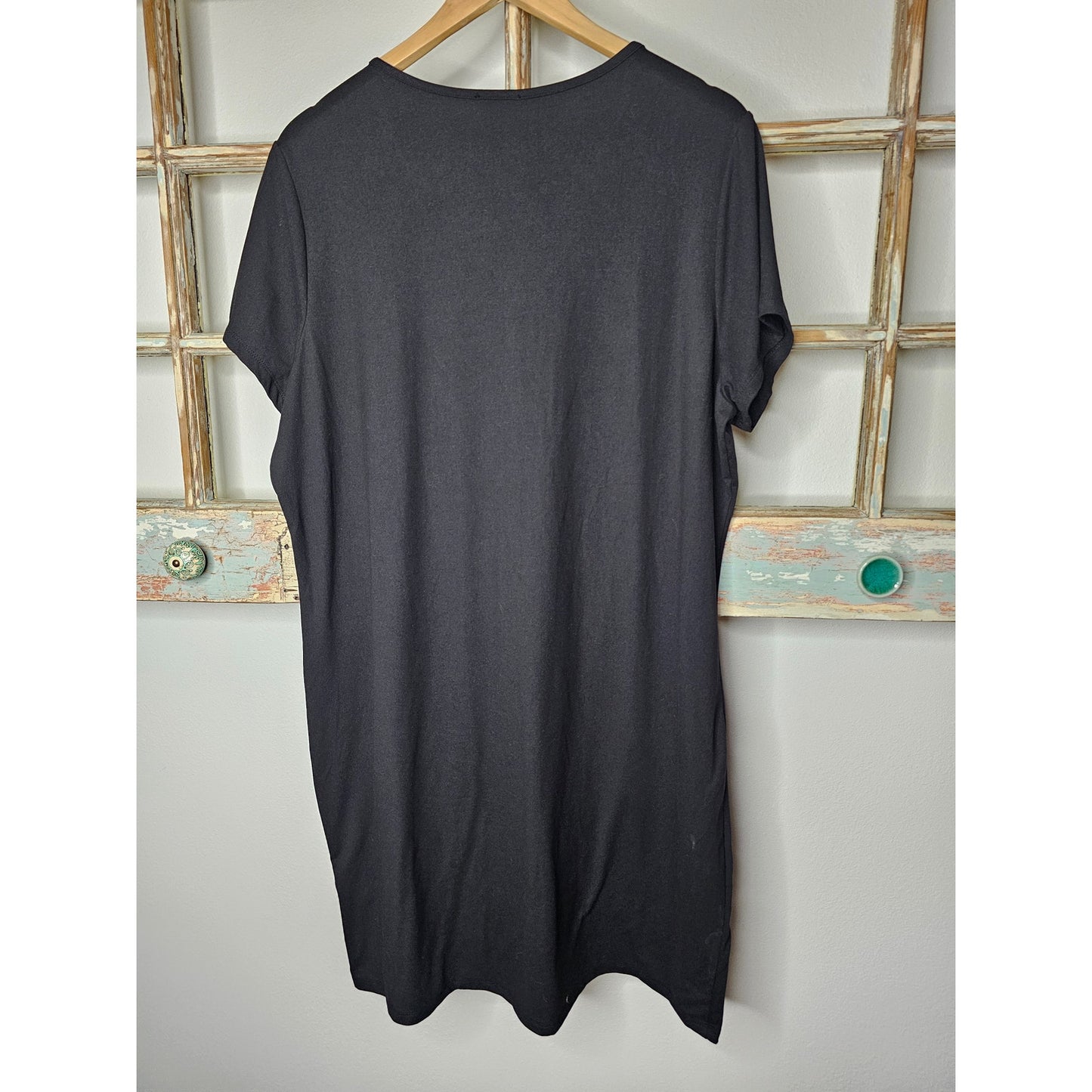 NWOT BeBe Black Tee Dress With Flame Fire Bling Ladies size 2X