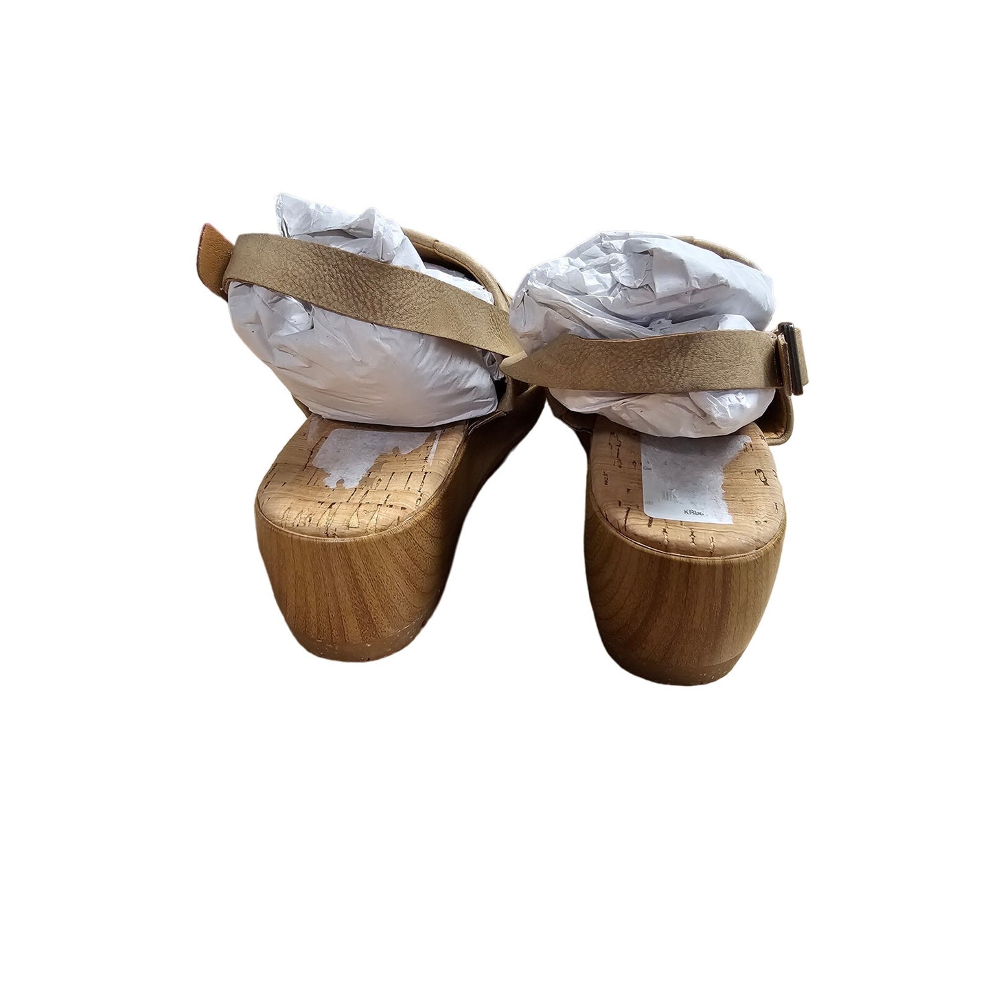 NWOB Korks Fraya natural Leather Comfort Wedge Sandals Ladies size 8