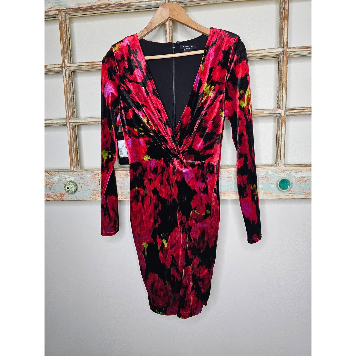 NWT Marciano Red Rhapsody Velour Dress Ladies Size Small