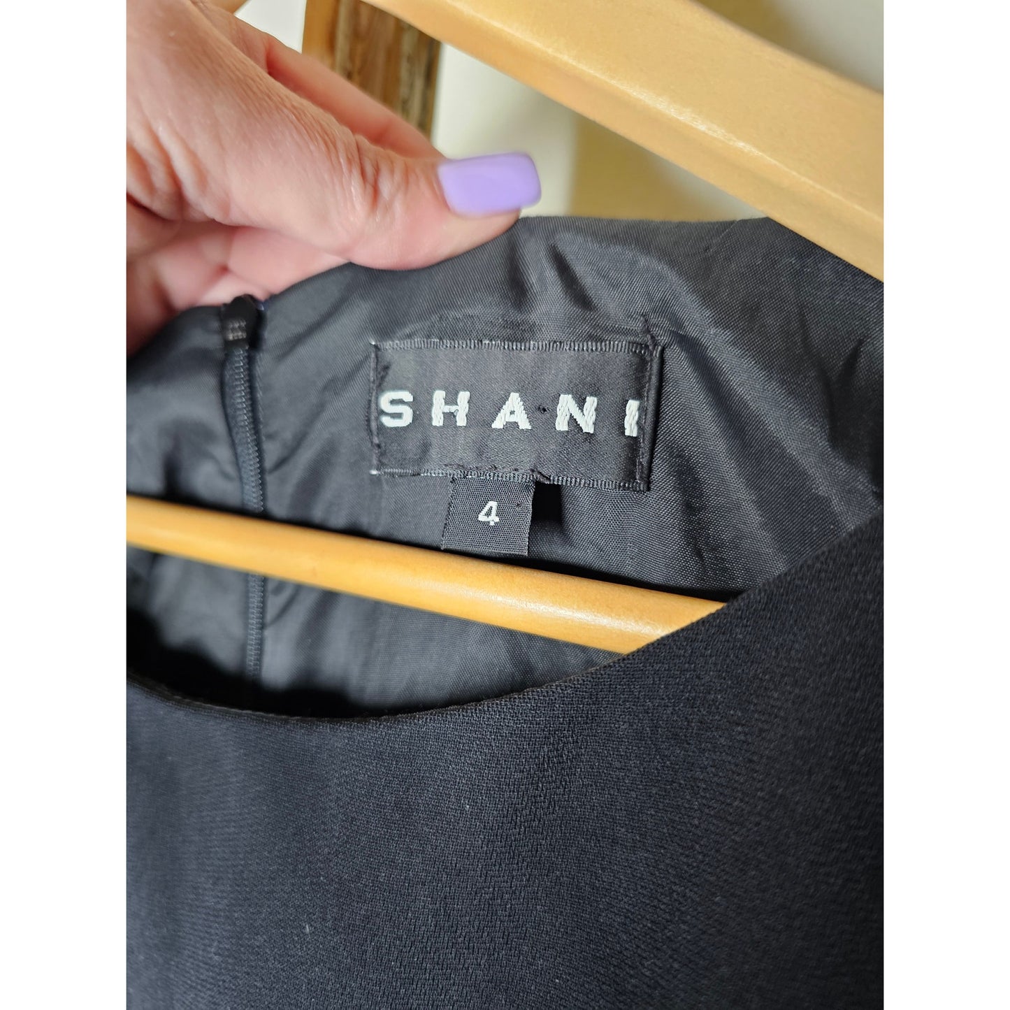 Vintage Shani Black Dress with Leather Midsection Ladies size 4