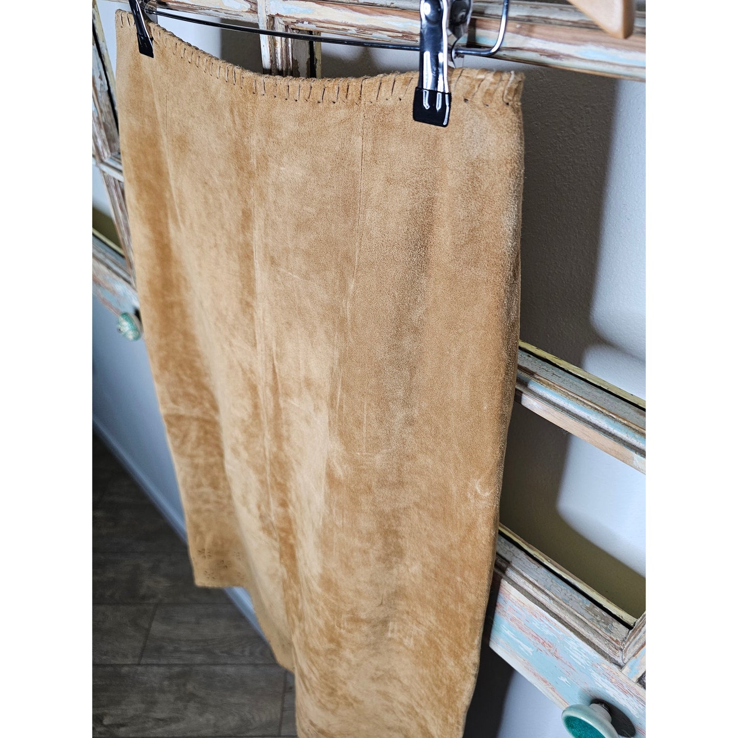 Vintage Margaret Godfrey Sued Leather Maxi Skirt ladies size 10