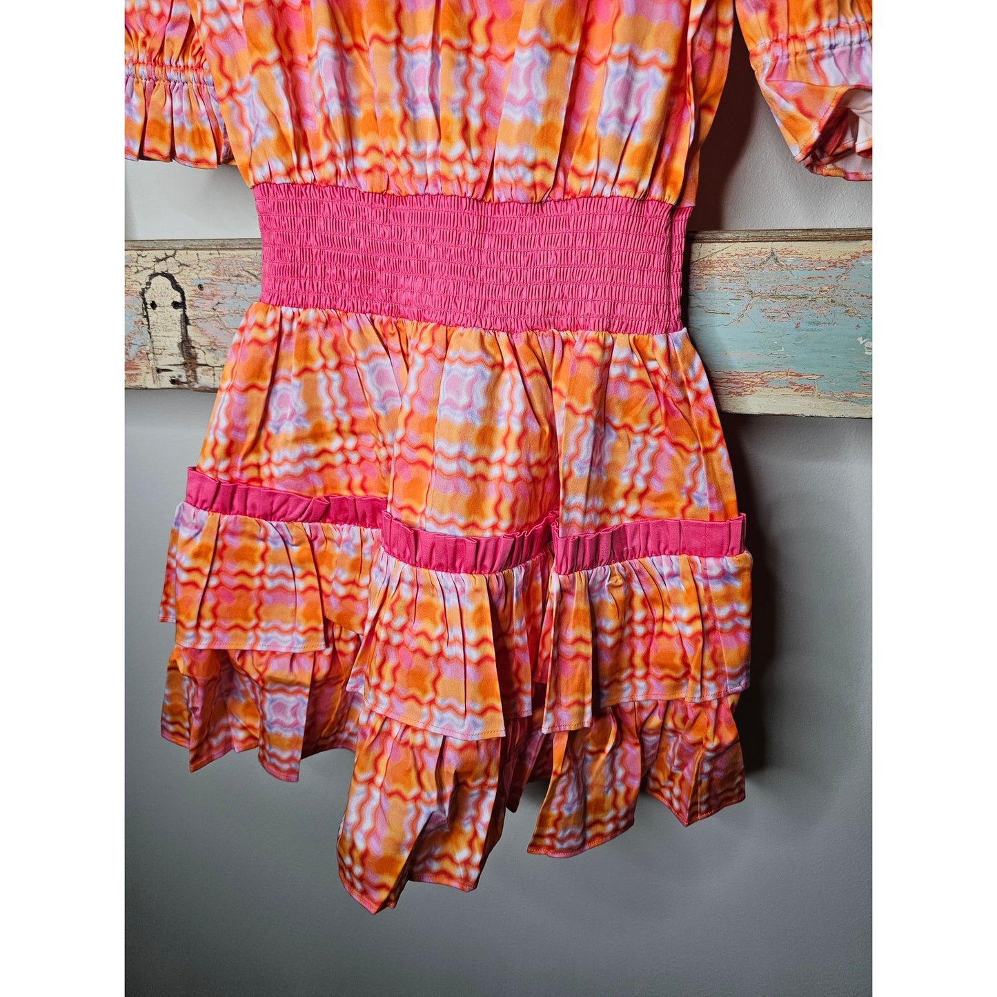 NWT Alden Adair Kelsey Cotton Dress in Retro Plaid Pink/ Orange Ladies size Small