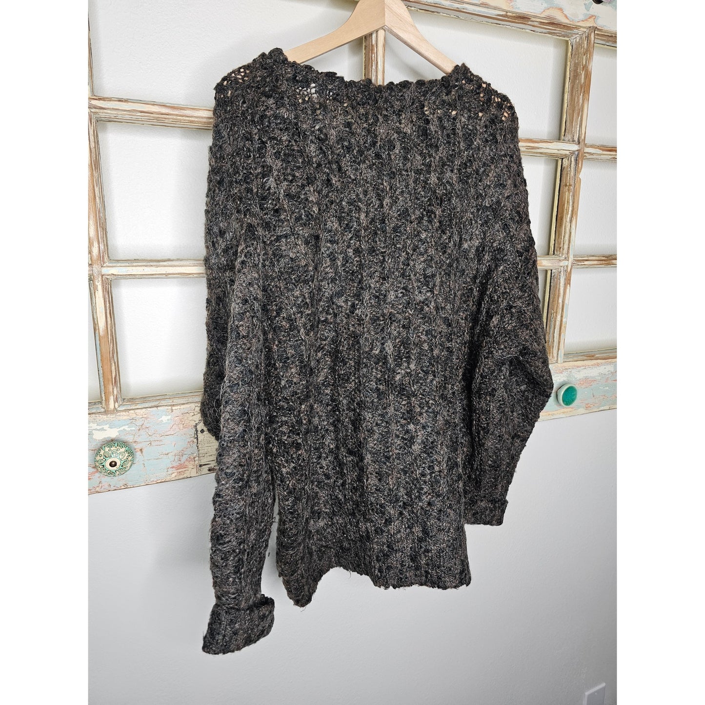 Margo Black Brown Animal Hair Long Sleeve Sweater Ladies size XL