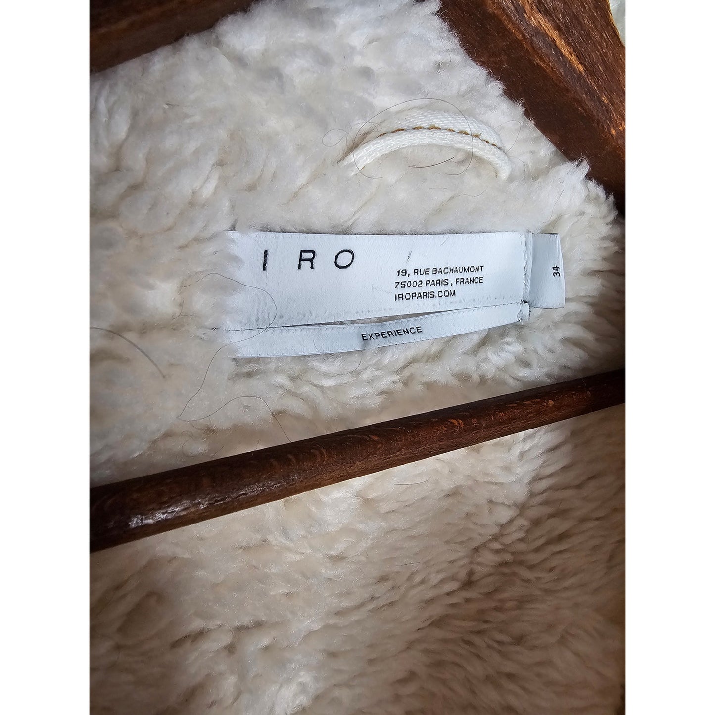 IRO Paris White Denim Franz Shearling lined Denim jacket Size FR 34 / US 2
