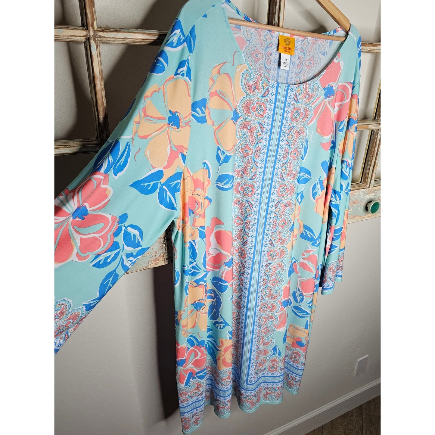 Ruby Rd. 3/4 Wide Sleeve Colorful Shift Dress in Ladies size 3X