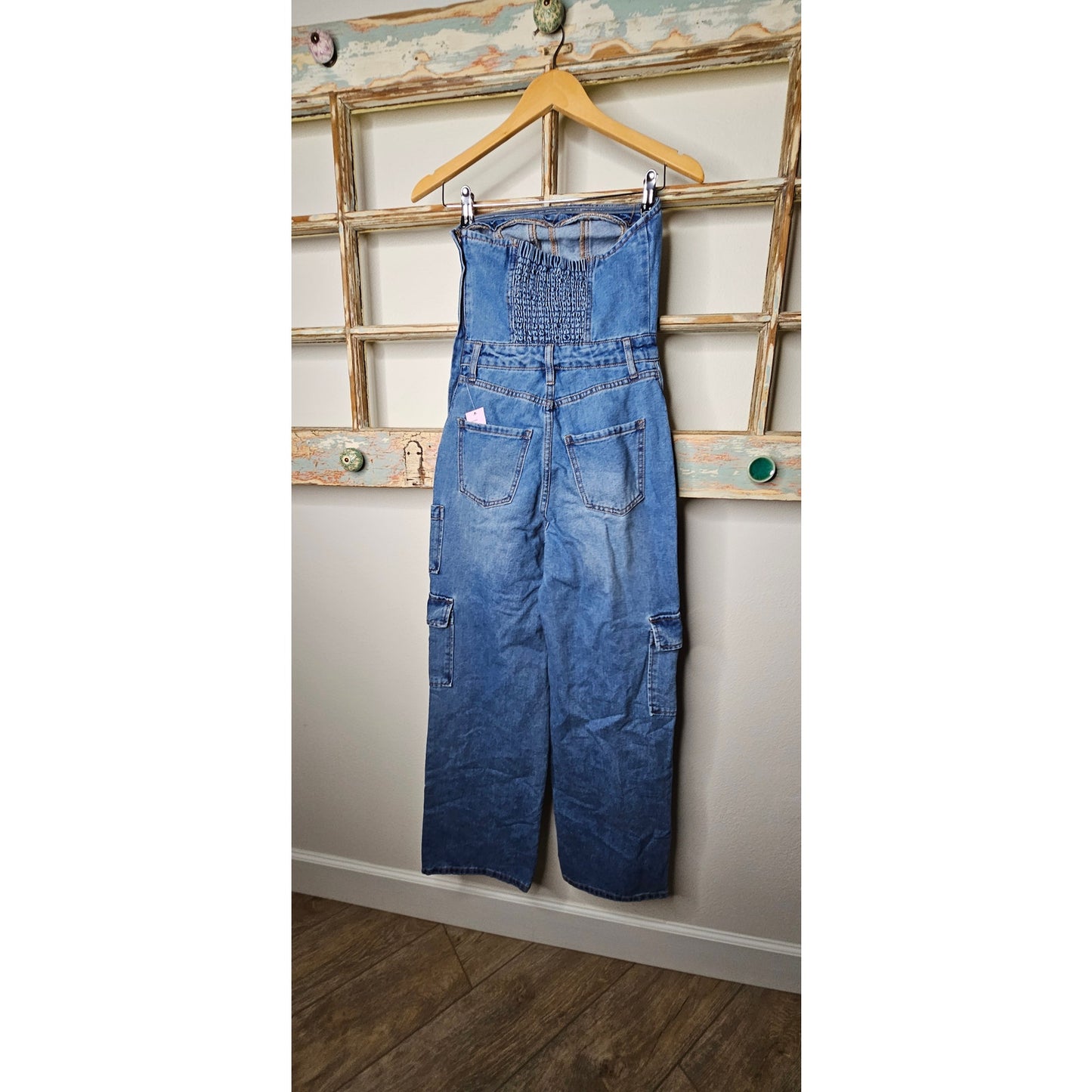 NWT Denim Strapless Bustier Jumper Cargo Style Pants Size XXS