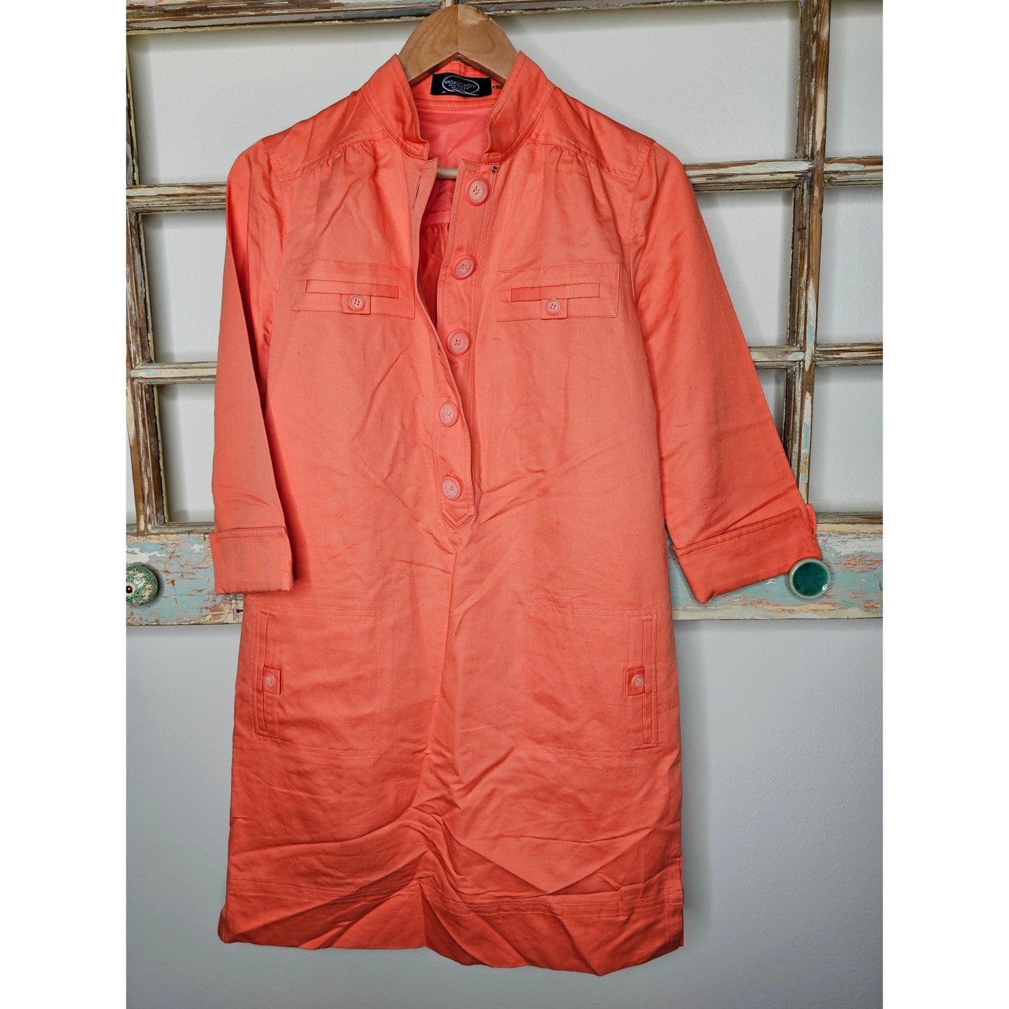 Magaschoni NY Coral Denim Dress 3/4 Sleeves Pullover Ladies size 10
