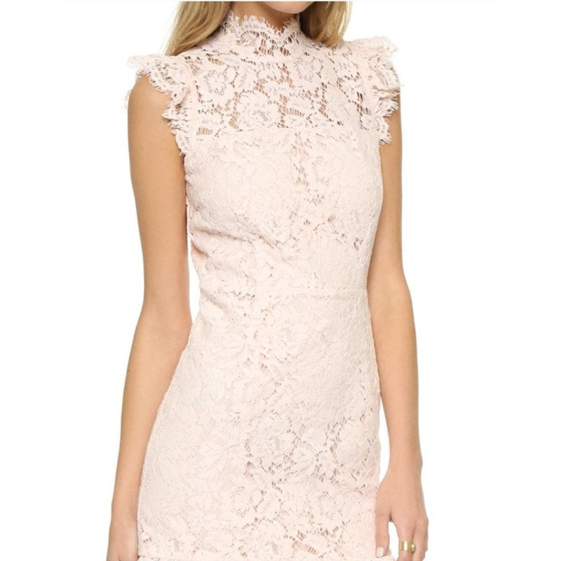 Eyelash Lace Mini Dress W Keyhole Back in Peach By Aijek Ladies 3 / size 10