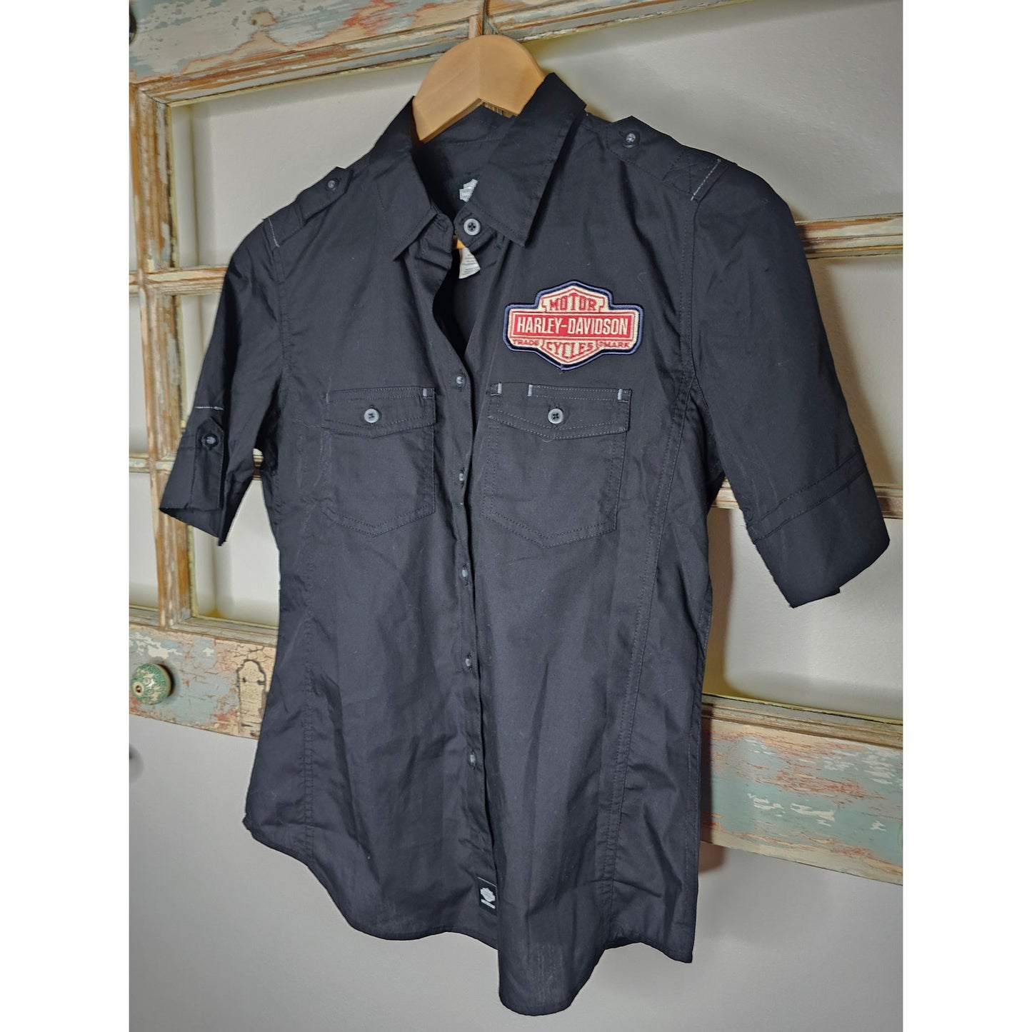 Vintage NWOT Harley-Davidson Button Up Black Shirt ladies Size Small