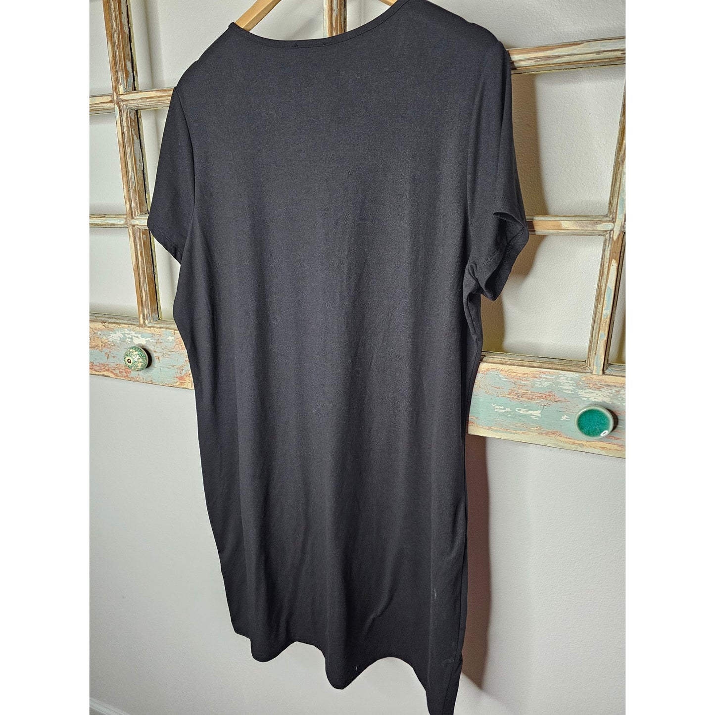 NWOT BeBe Black Tee Dress With Flame Fire Bling Ladies size 2X