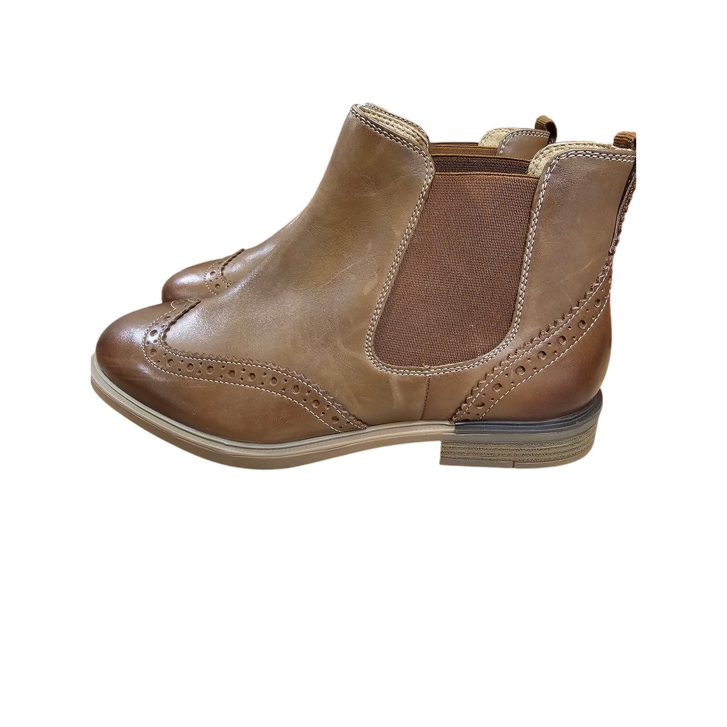 NWT Leather Hush Puppie Bailey Chelsea Boot Brown Booties Ladies Size 7.5 Wide