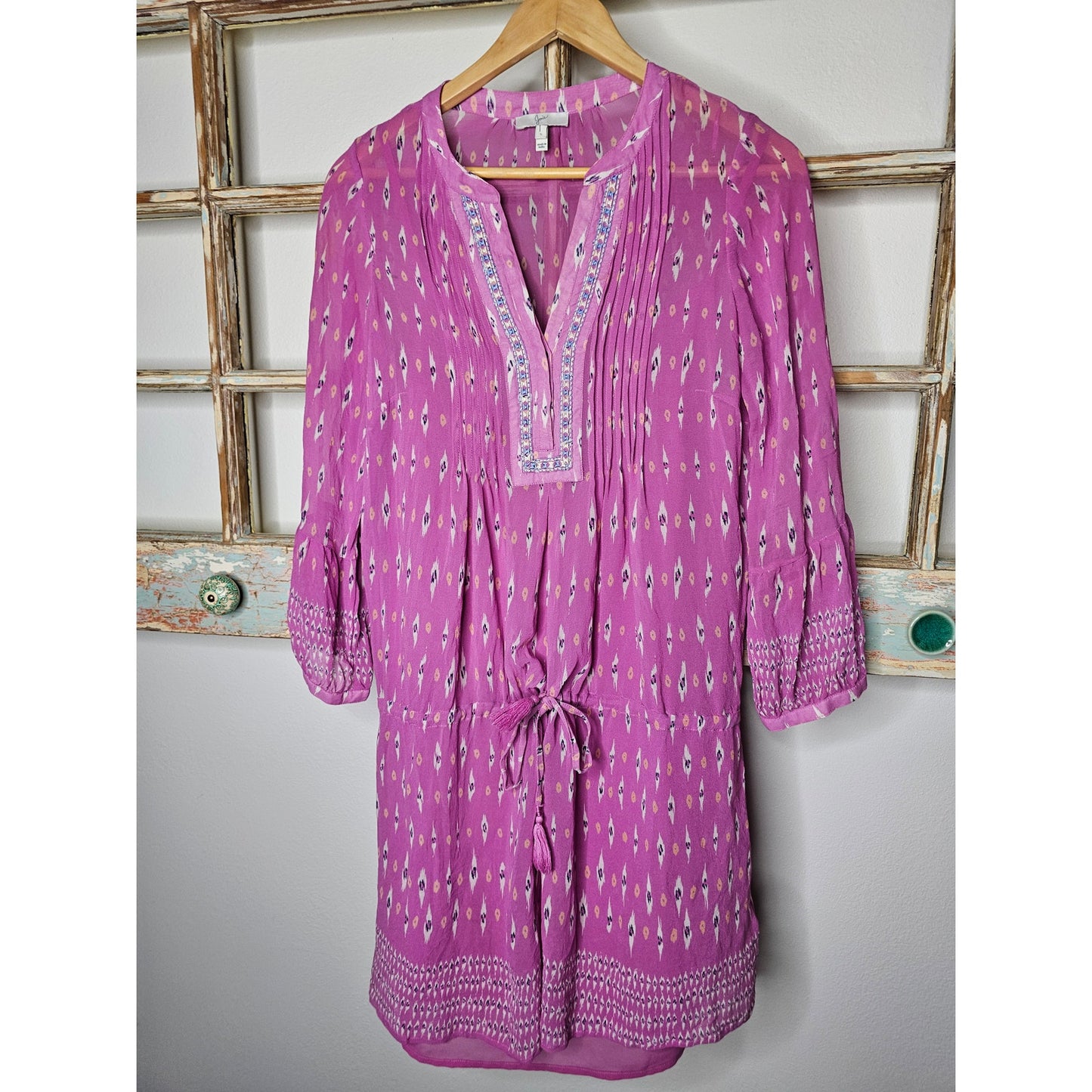 Joie Suerte Printed Silk Drawstring Waist Dress W/ Slip Size Small