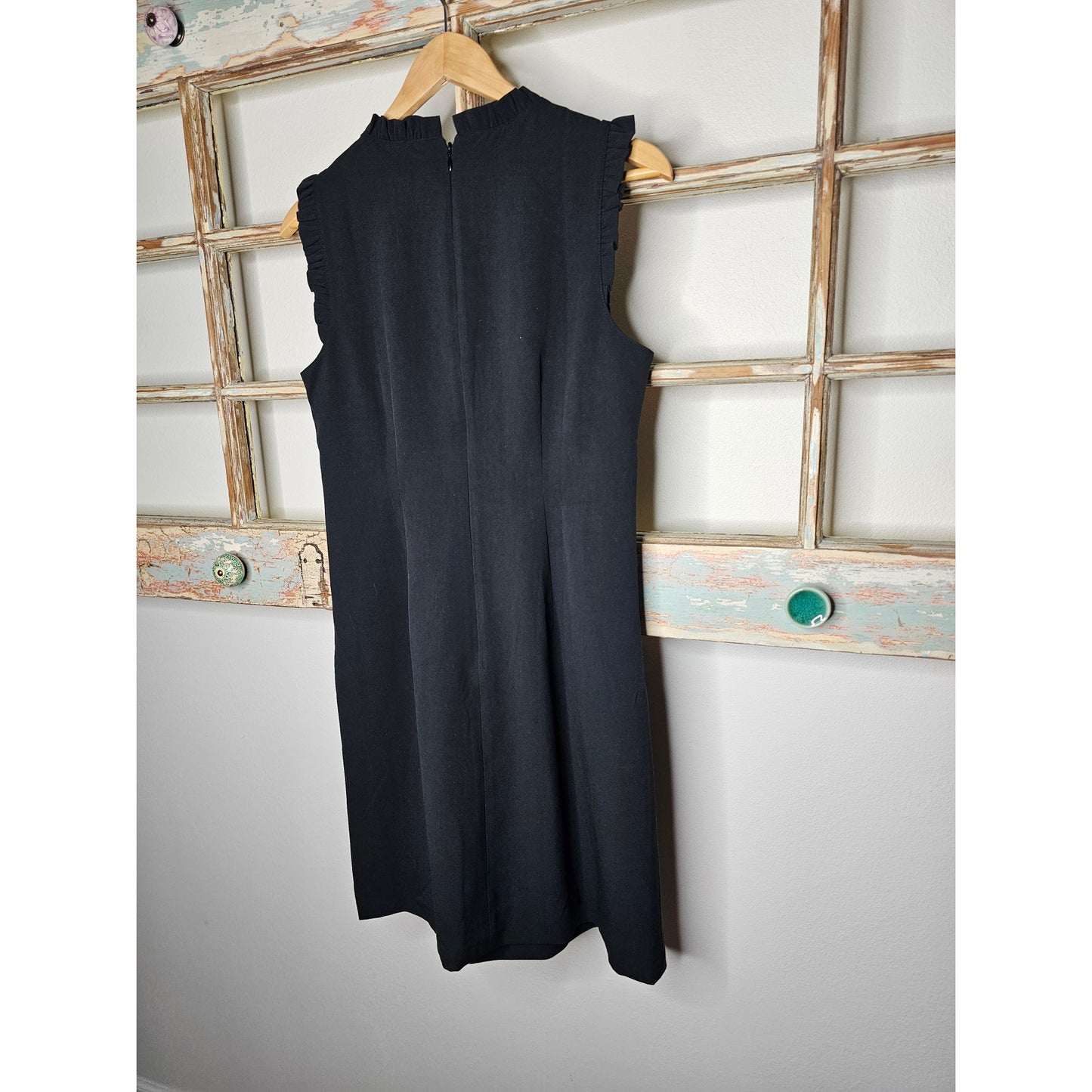 J. Crew Black Sleeveless Ruffled neckline/Sleeveless Straight Dress Size 6