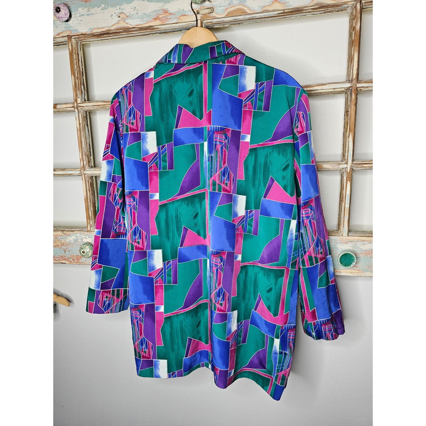 Vintage Vibrant Geometric Button Front Blazer Ladies size 1X