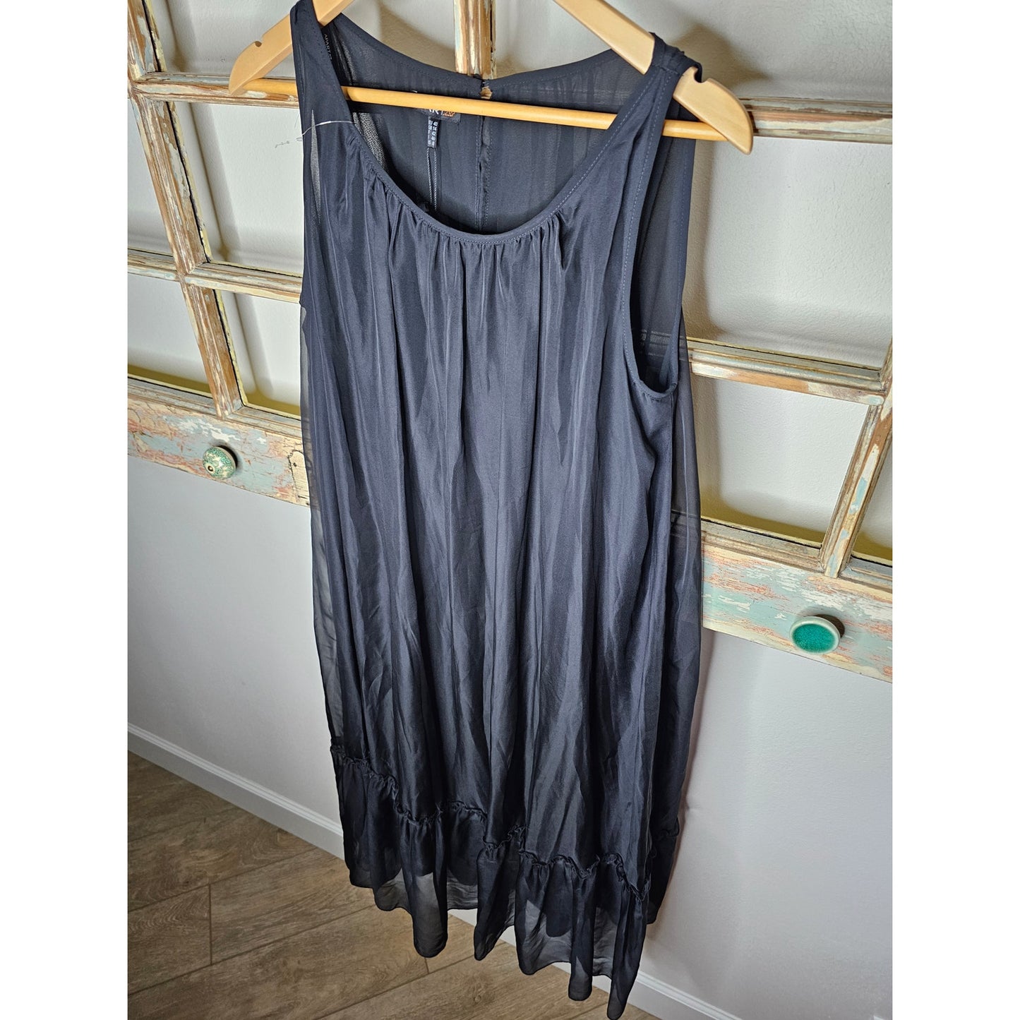 NWT APART Black Sleeveless Dress slip dress with Sheer overlay Size 8
