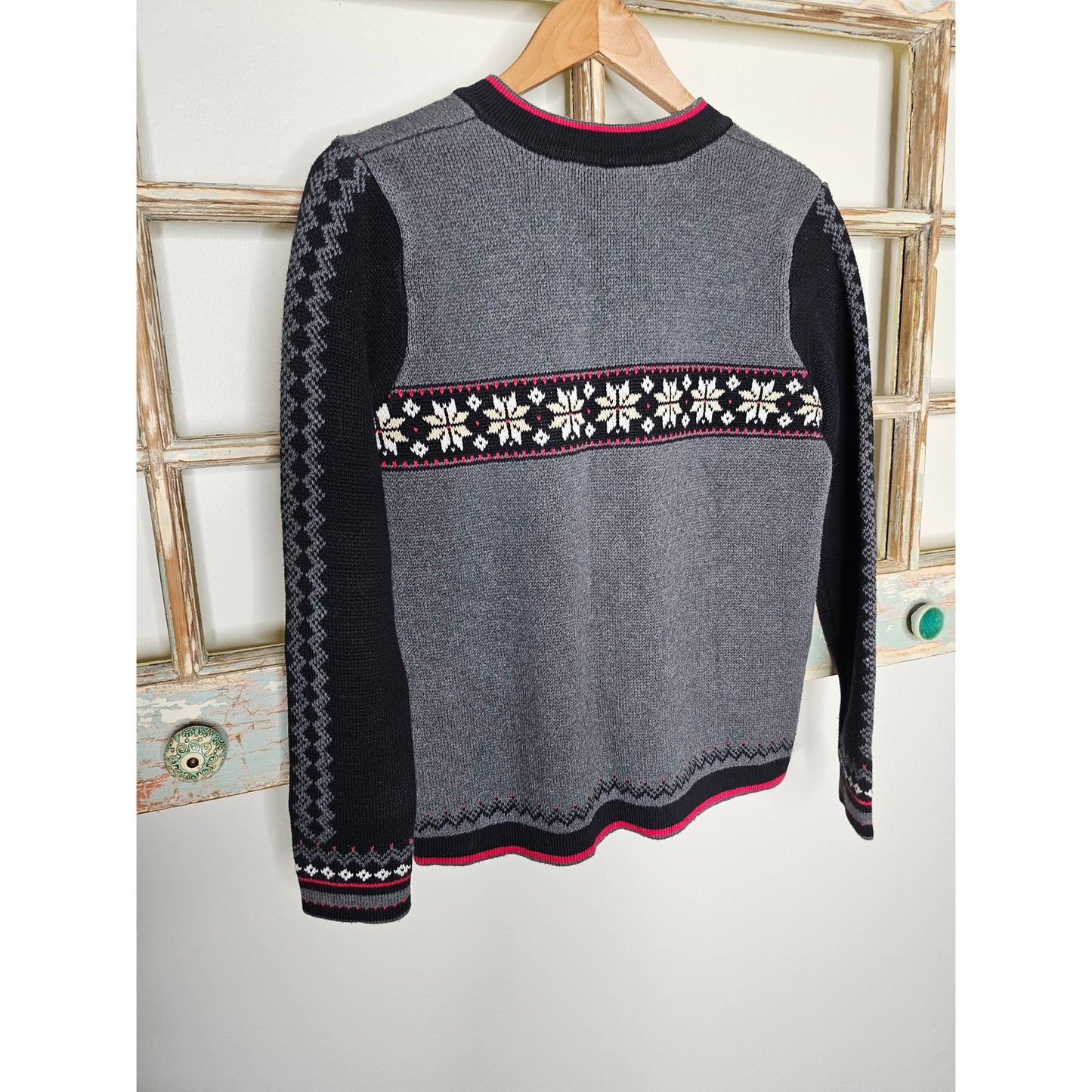Hanna Anderson Fair Isle Colorblock 1/3 Zip Sweater Ladies size small