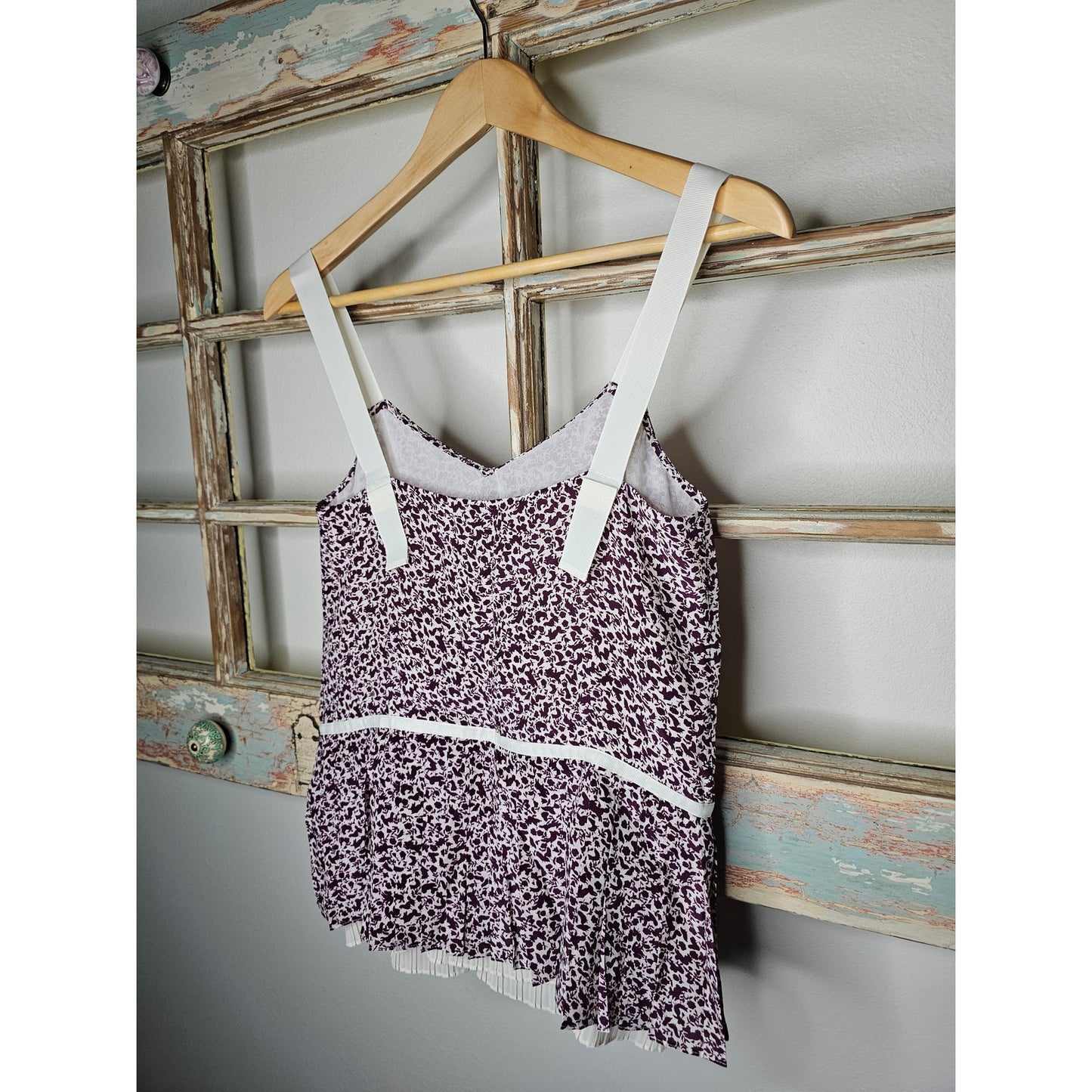 NWT Grey Jason Wu Ribbon Strap VNeck Pleated Silk Cami Size 0